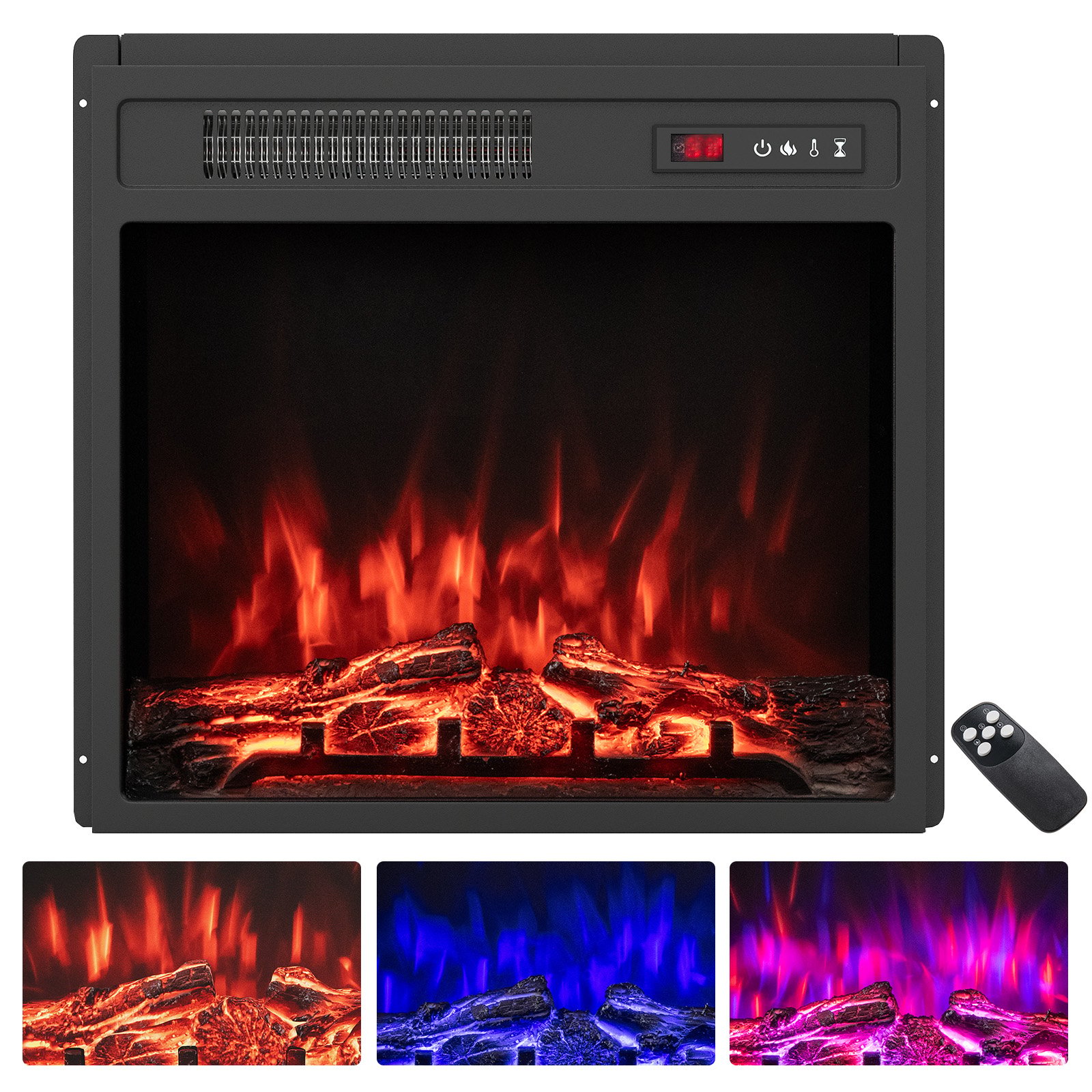 20 Inch Electric Fireplace Insert 750W/1500W Fireplace Heater with Remote Control