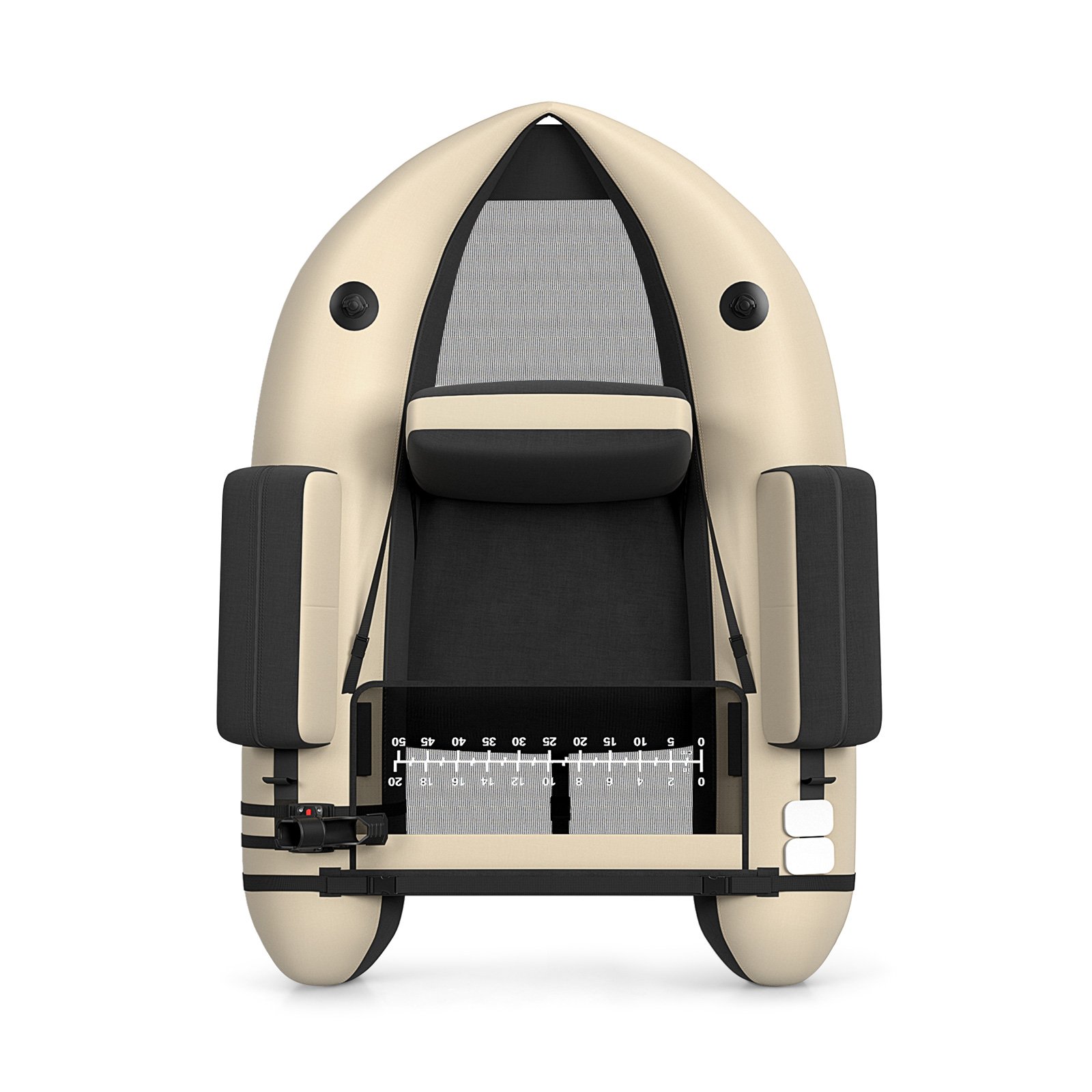 Boat Surfing - Inflatable Fishing Float Tube with Pump, Paddle, Storage Pockets-Beige