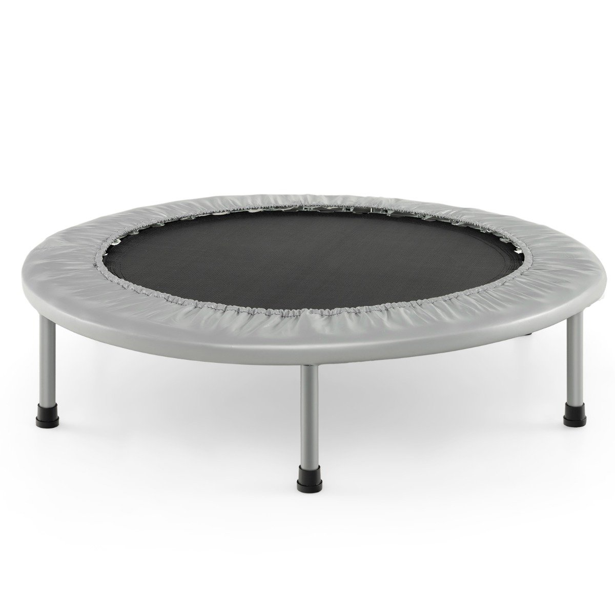 NELORI Foldable Mini Trampoline with Springs and Padded Cover-Grey