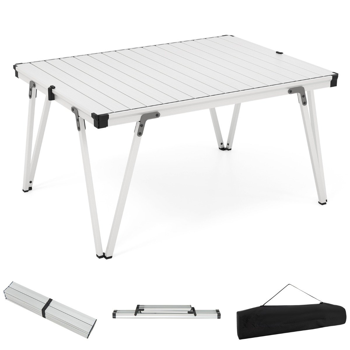 SIELCA Folding Camping Table with Storage Bag and Waterproof Desktop-Silver