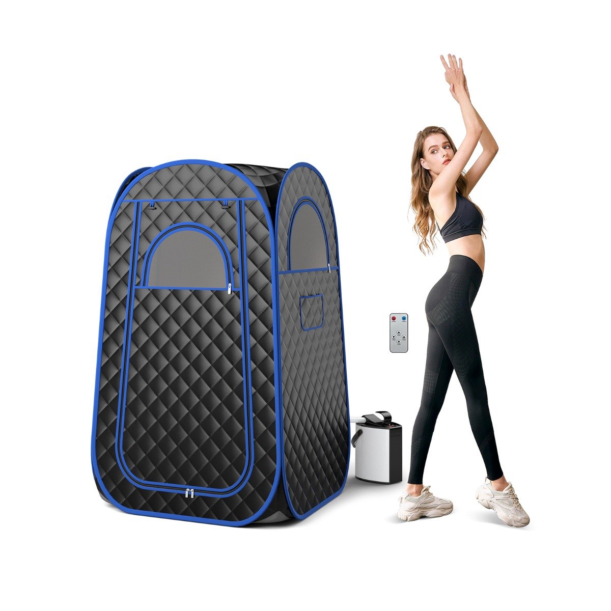 Steam Tent - Full Body Steam Sauna Tent with 3L Steam Generator for Single Person-Black
