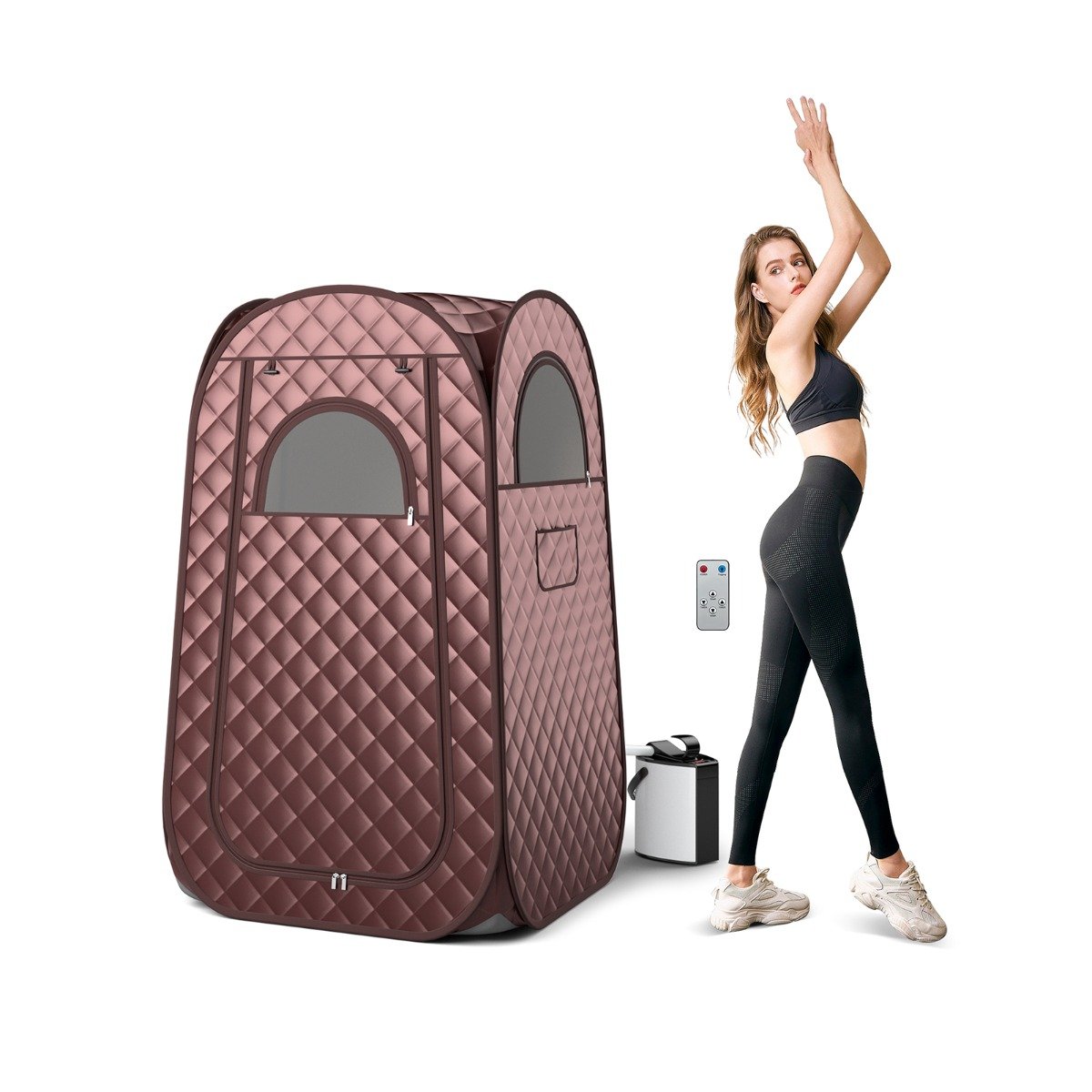 Steam Tent - Full Body Steam Sauna Tent with 3L Steam Generator for Single Person-Coffee