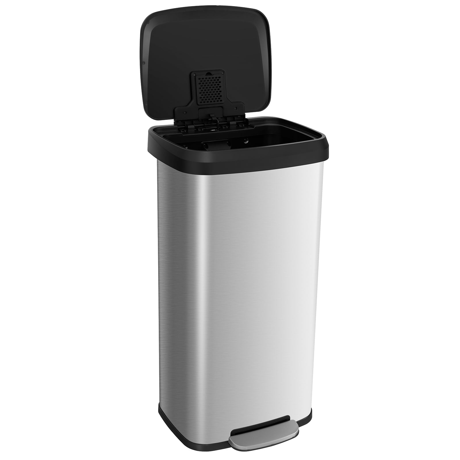 BRASHDEN 68L Step Trash Can with Soft Close Lid and Deodorizer Compartment-Silver