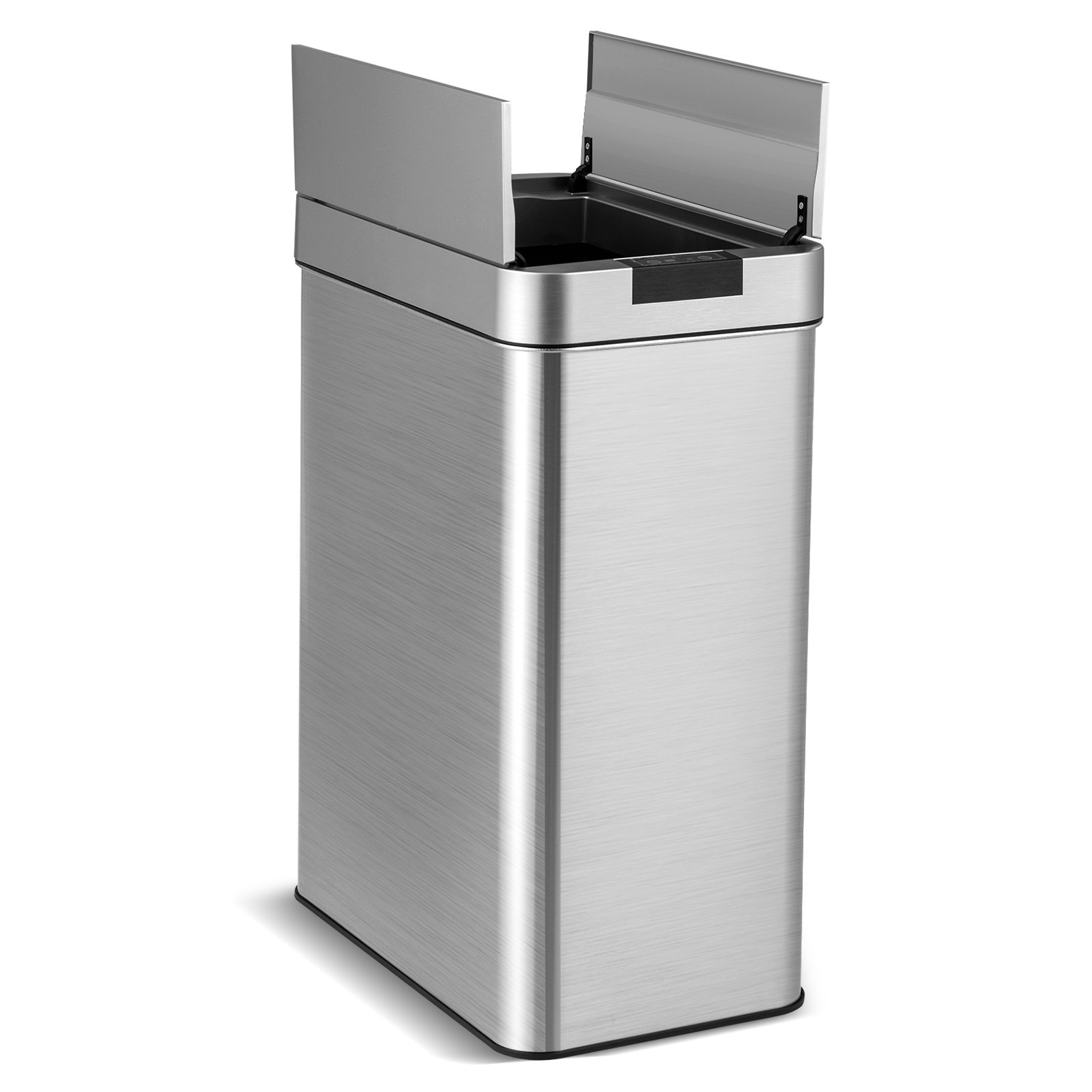 BRAVENOR 50L Slim Kitchen Trash Can with Wing Lids-Silver