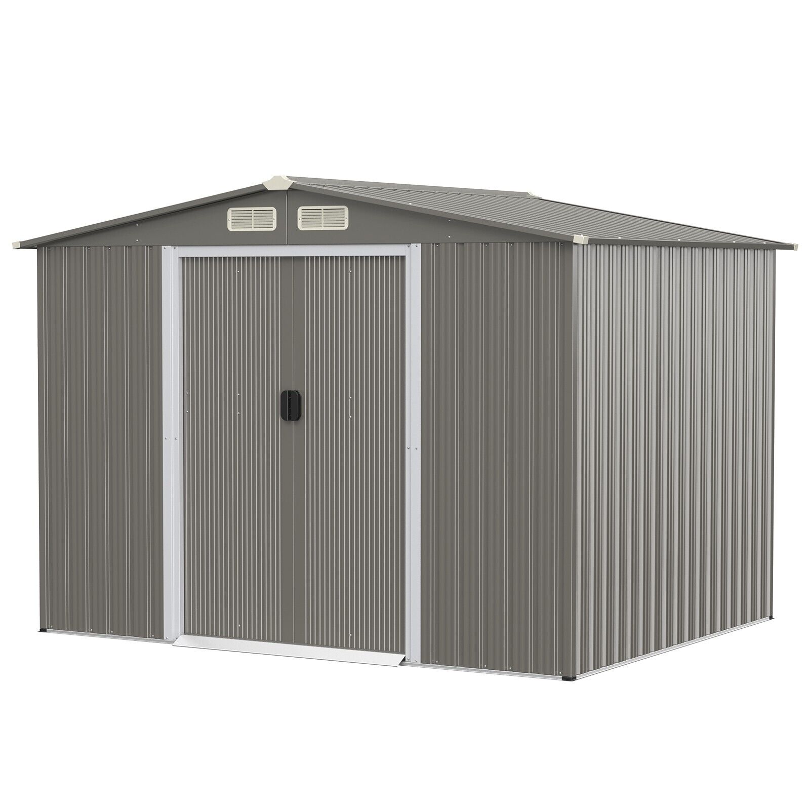 Garden Storage - Outdoor Storage Shed with Foundation for Garden Yard-Light Grey