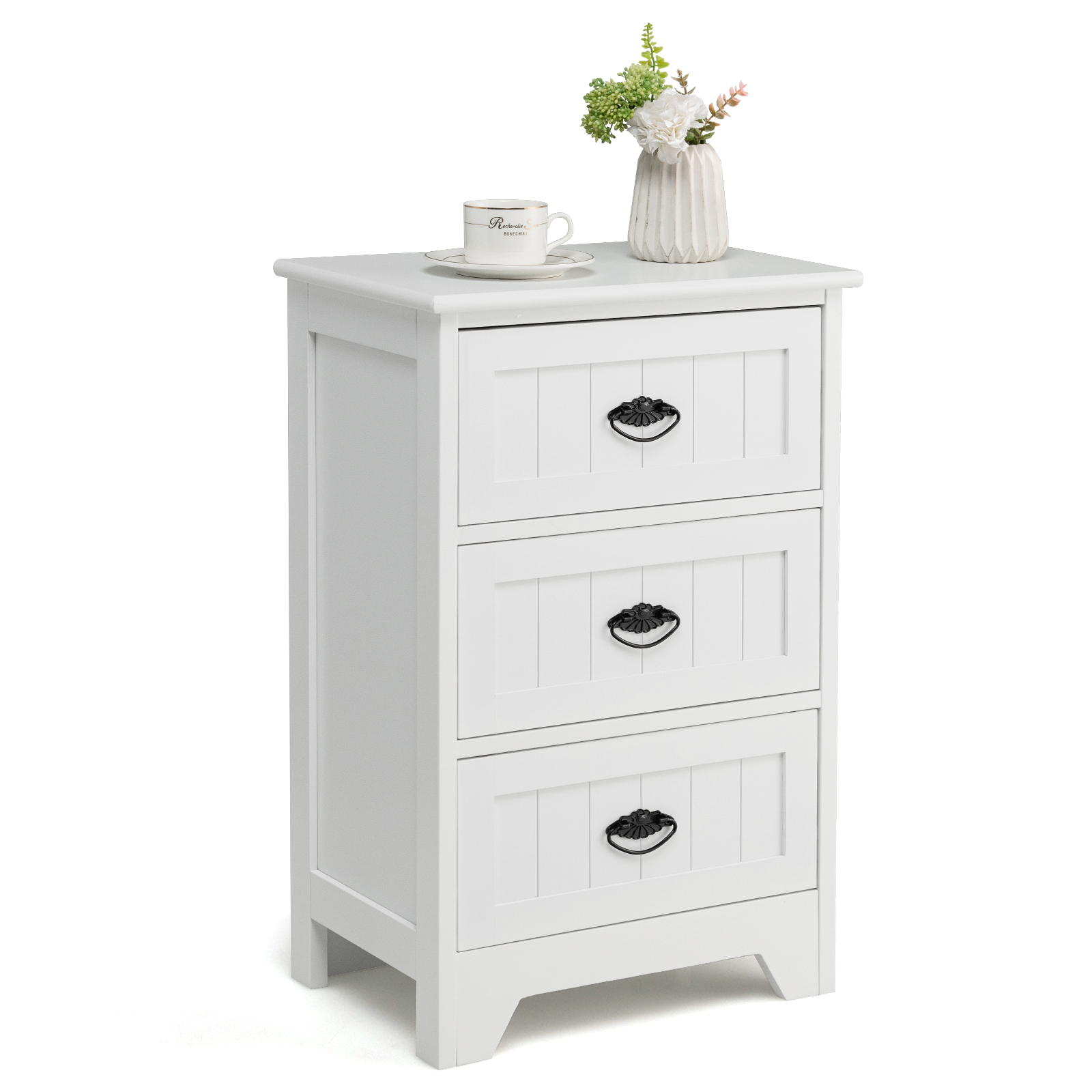 Bedside Table - CHARD Nightstand White 30cm