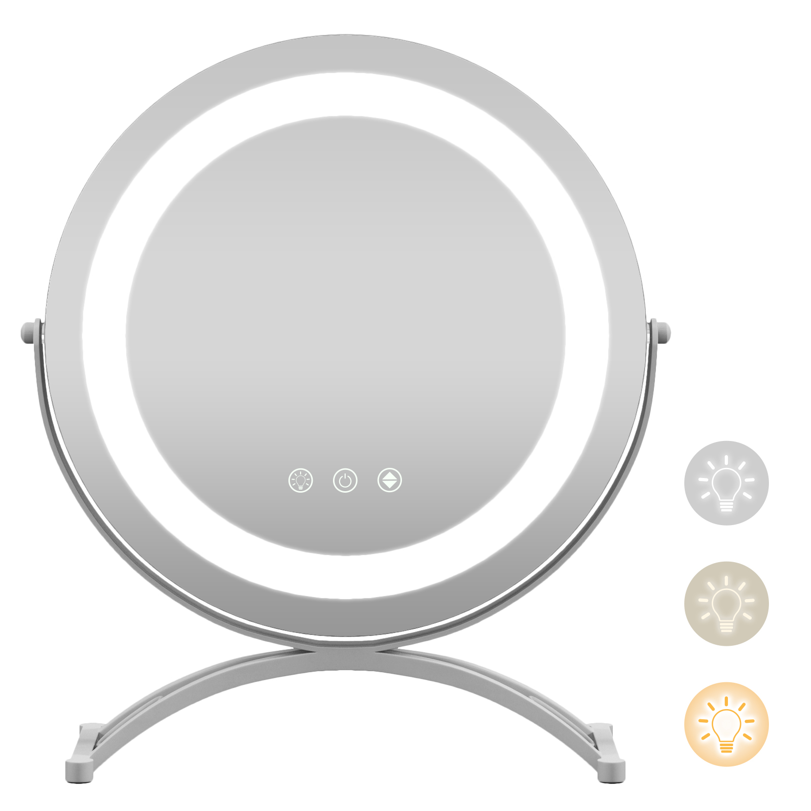 30cm LED Lighted Round Makeup Vanity Mirror with Smart Touch Control - White