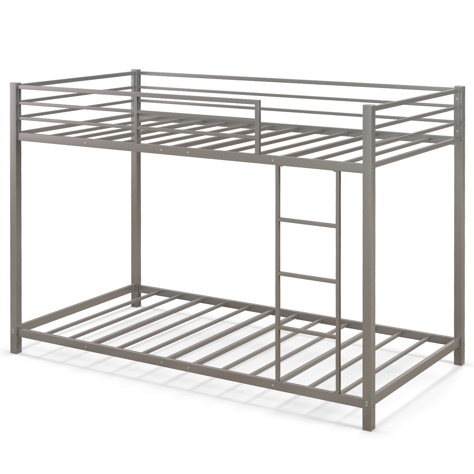 IVARO Single Bunk Bed with Ladder & Guardrails-Silver