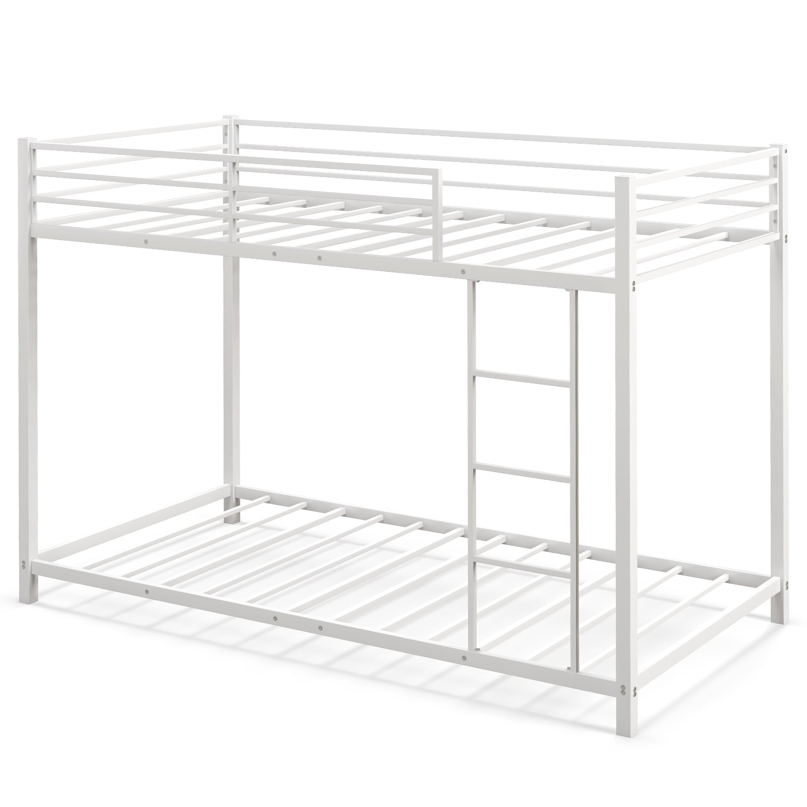 IVARO Single Bunk Bed with Ladder & Guardrails-White