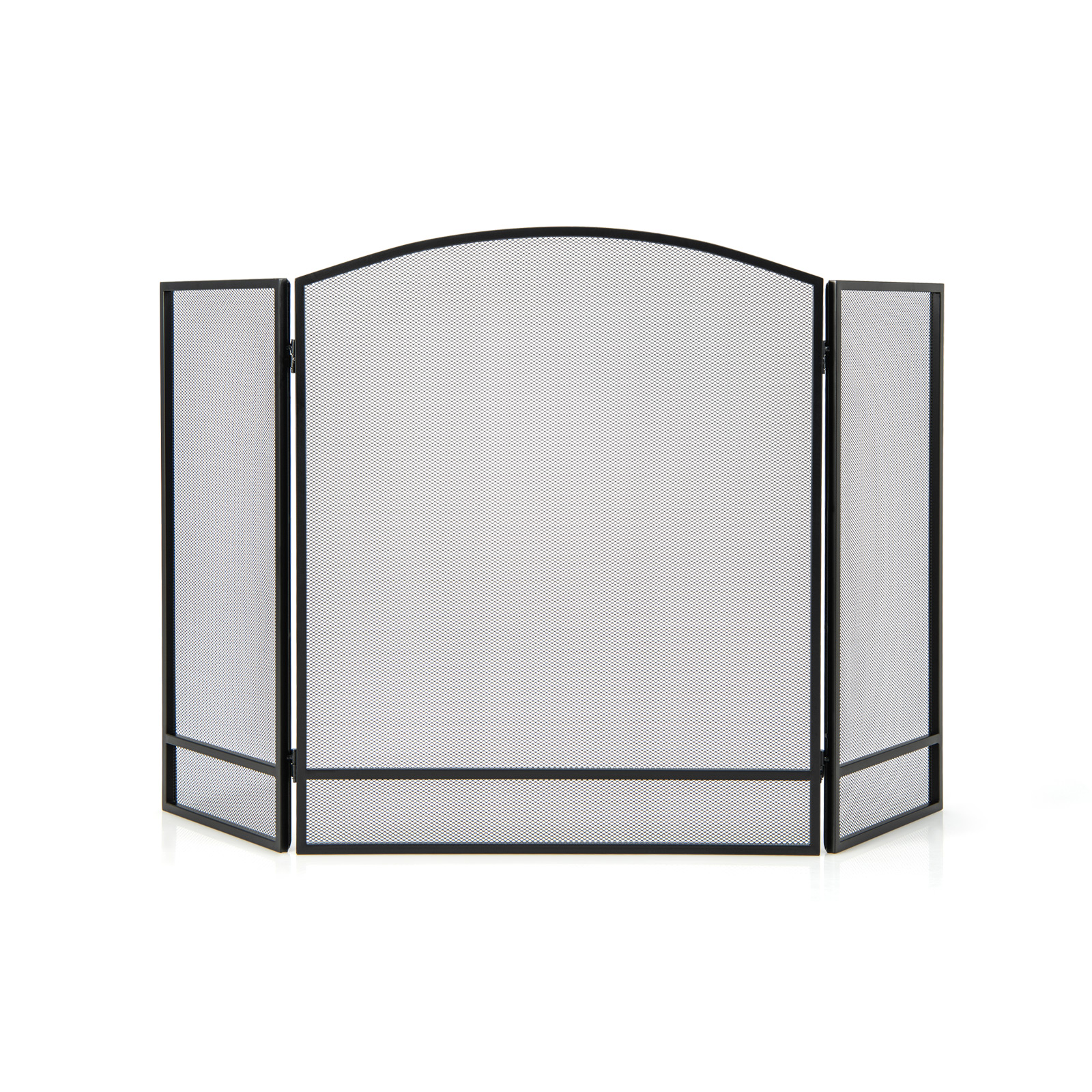 3-Panel Folding Fire Guard Fireplace Screen Fence-Black