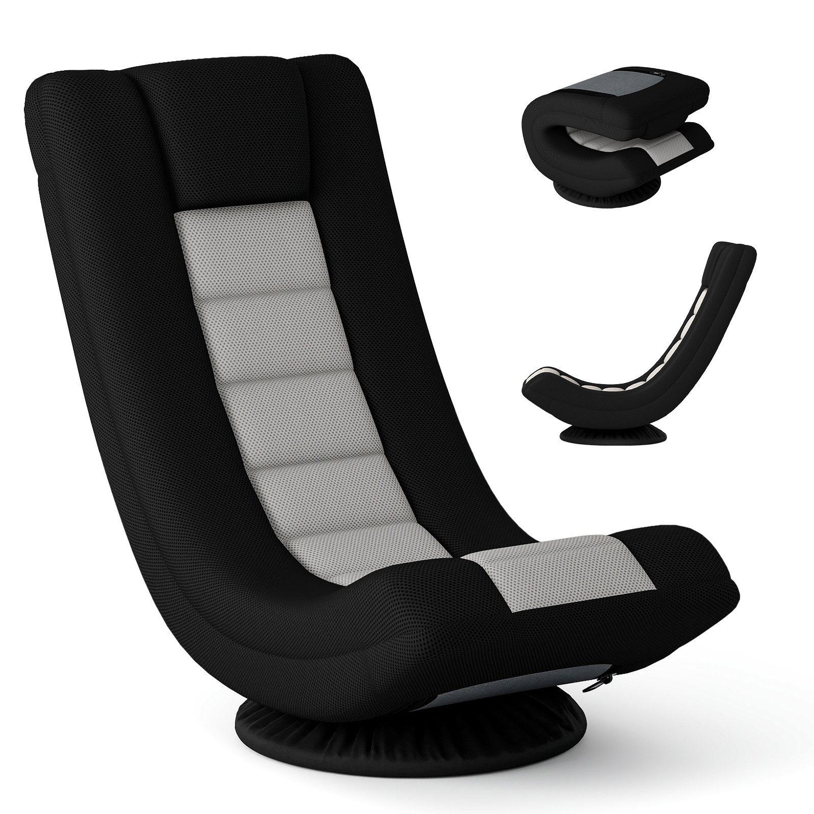 ONNOVI 360deg Swivel Gaming Chair 4 Position Adjustable Folding Floor Sofa-Grey