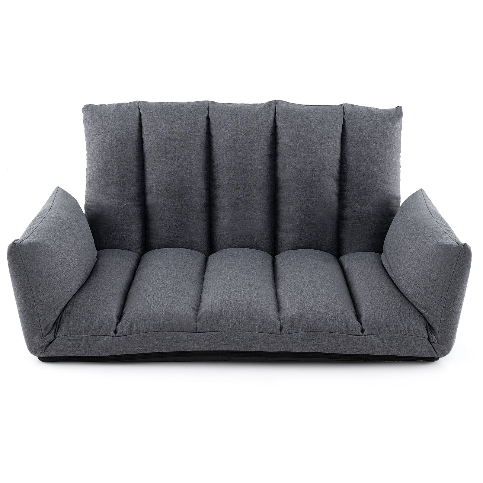 Floor Sofa Bed - Foldable Floor Sofa with 5-Position Adjustable Backrest and Arms-Grey