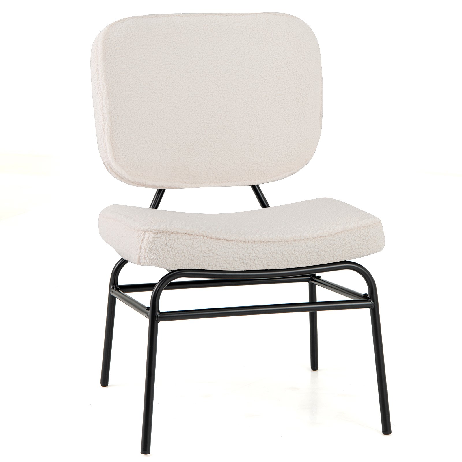 Armchair - Upholstered Accent Chair with Sponge Padding and Adjustable Foot Pads-White