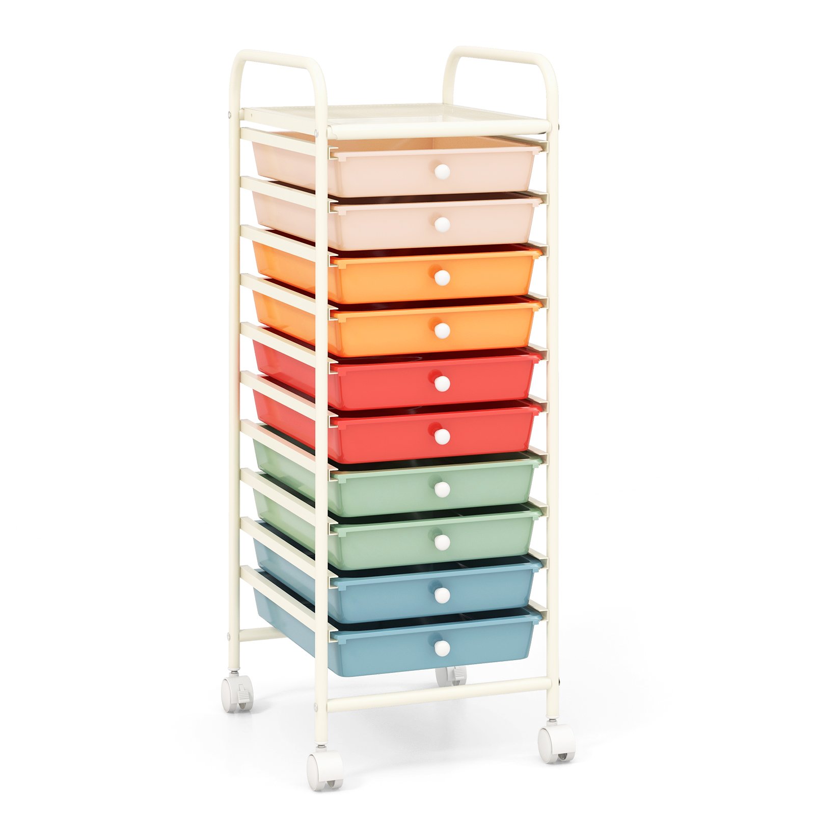 Storage Trolley - 10 Drawers Mobile Storage Trolley with 4 Wheels for Beauty-Colourful
