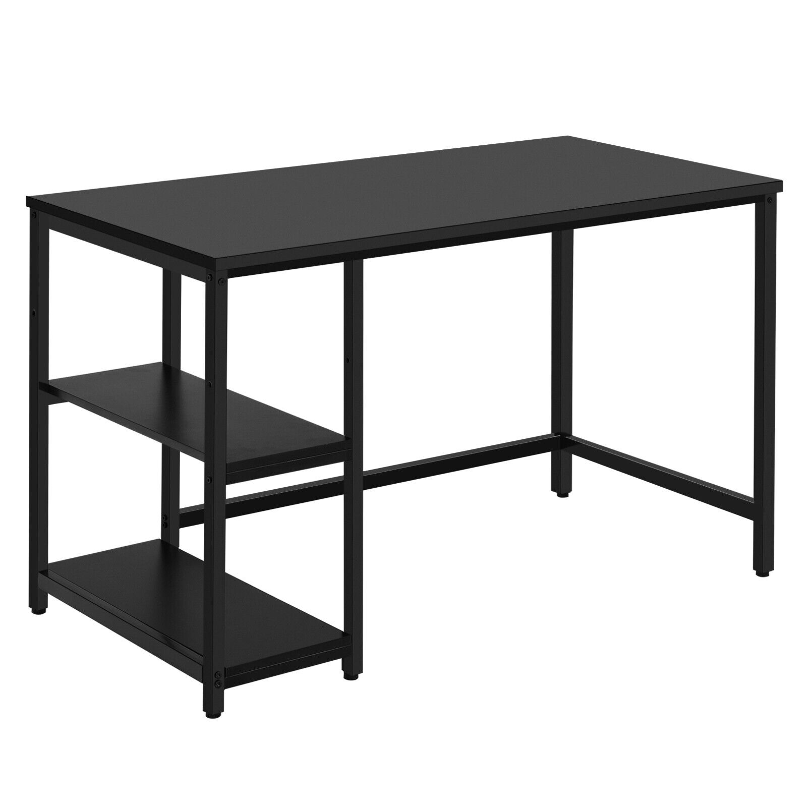Computer Desk - Industrial Computer Desk with Storage Sheves Black 120cm