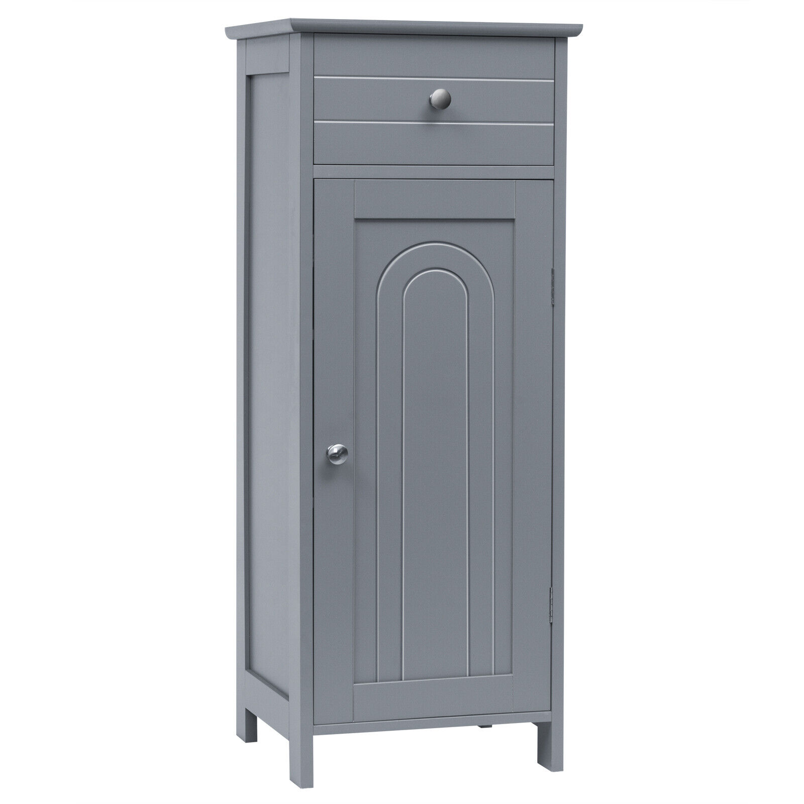 1-Door Freestanding Bathroom Storage Cabinet with Drawer and Adjustable Shelves-Grey