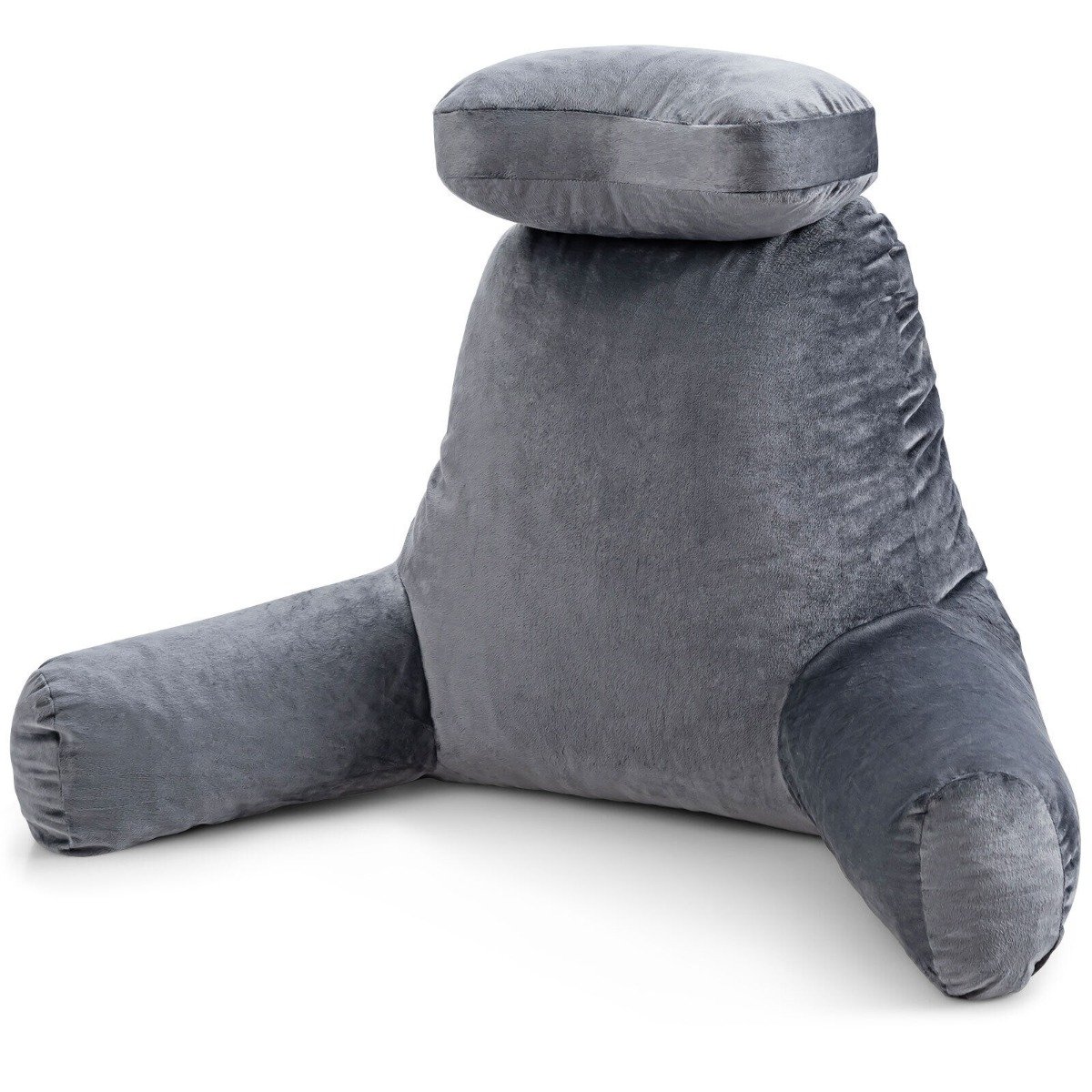 DAMOLU Extra Large Bed Rest Reading Pillow with Detachable Neck Roll-Grey
