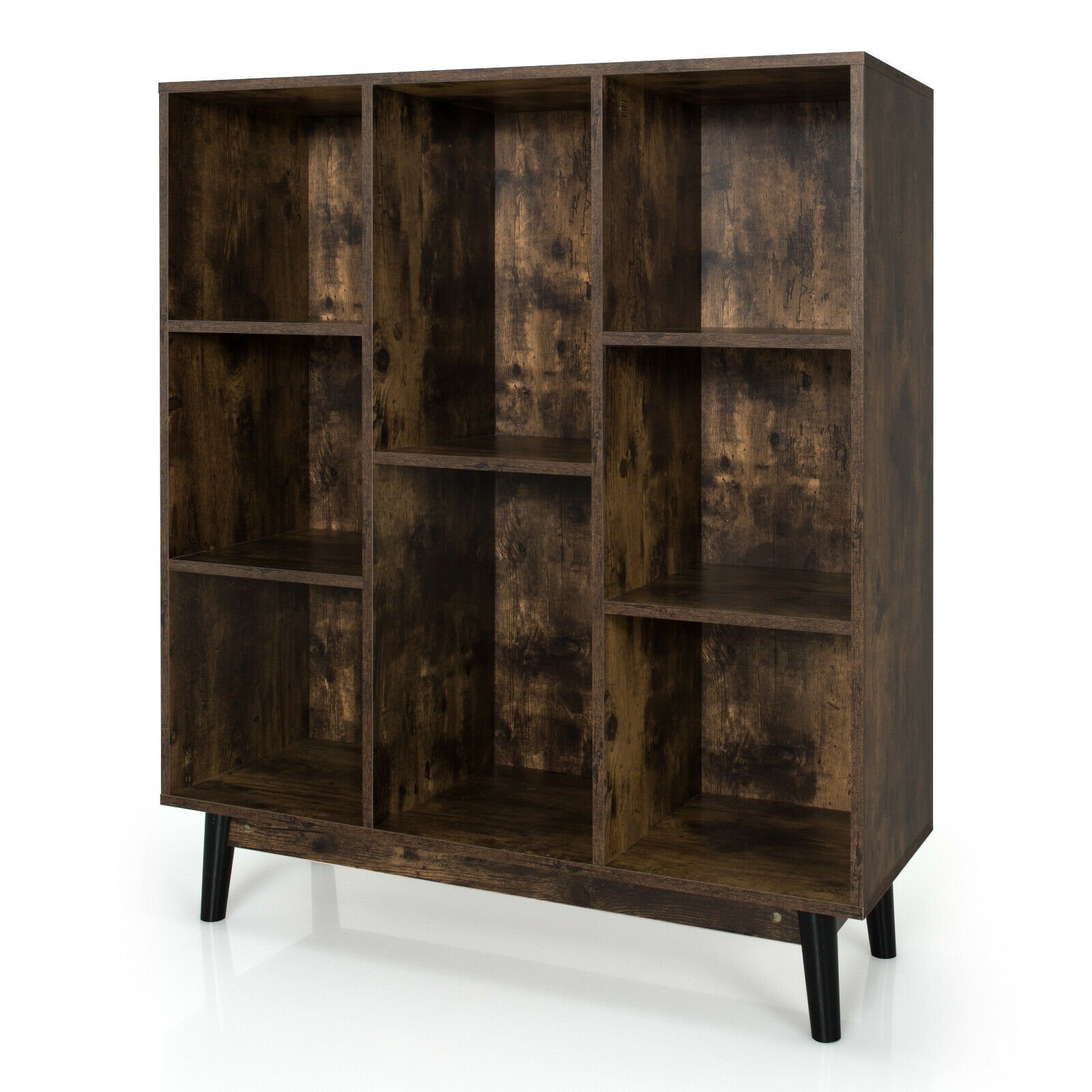 Display Rack - 8-Cube Storage Organizer with 2 Anti-Tipping Mechanisms-Dark Brown