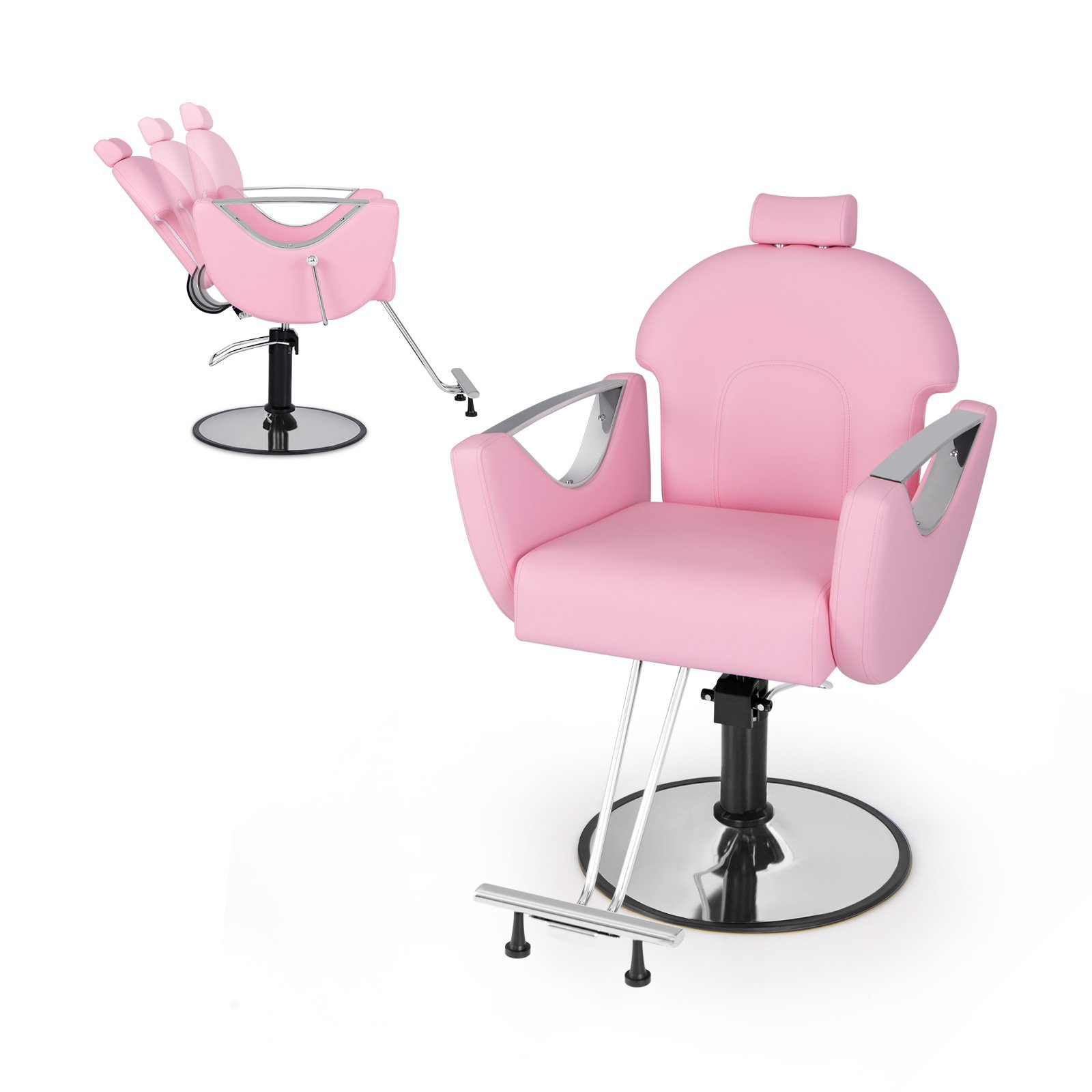 CAON Reclining Salon Chair for Hair Stylist-Pink