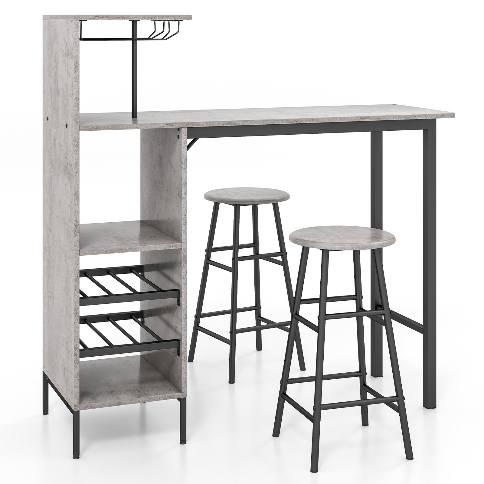 Dining Table Set - Counter Height Dining Table Set for Bistro Living Room-Grey