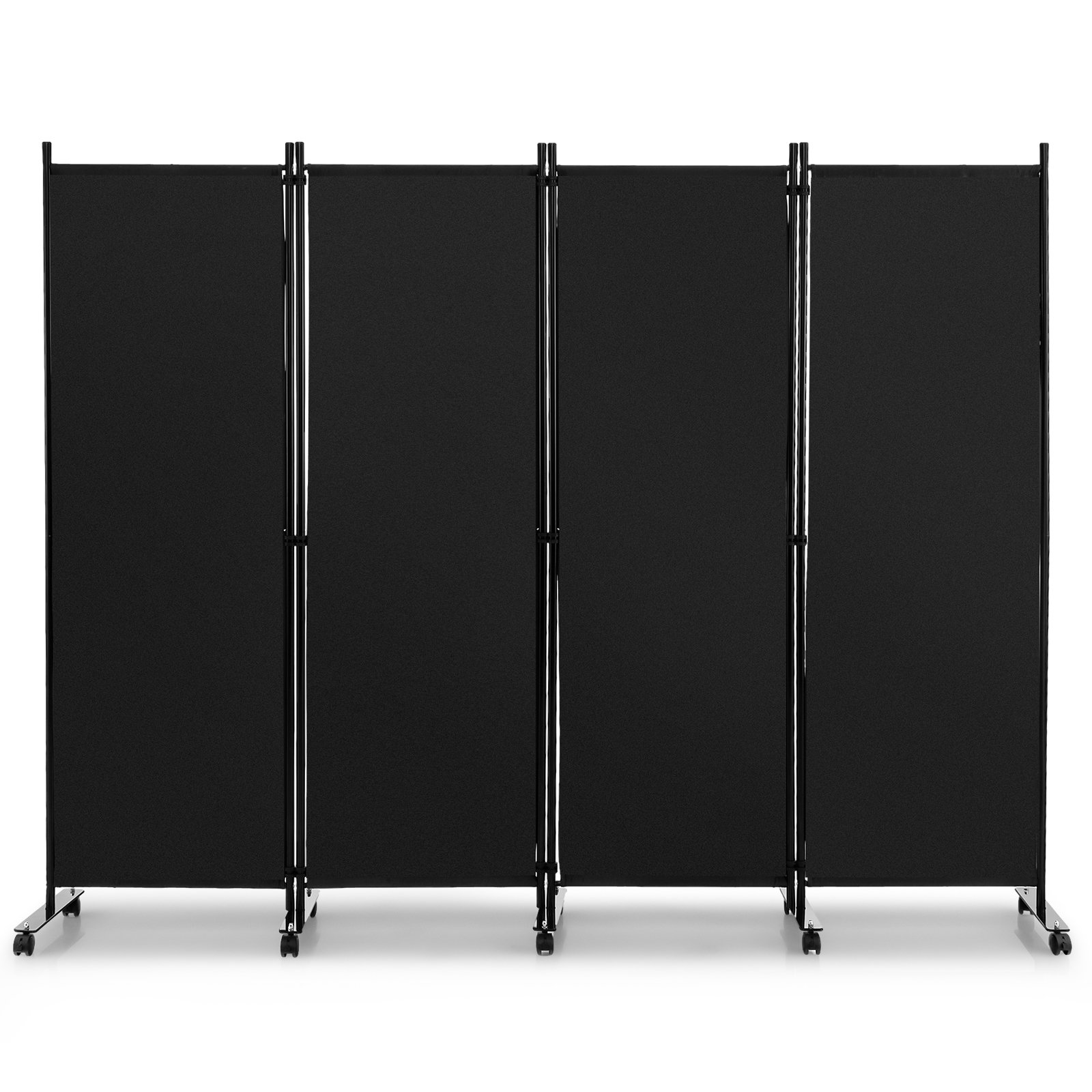 Room Divider - 4-Panel Folding Room Divider with Wheels for Living Room Bedroom -Black