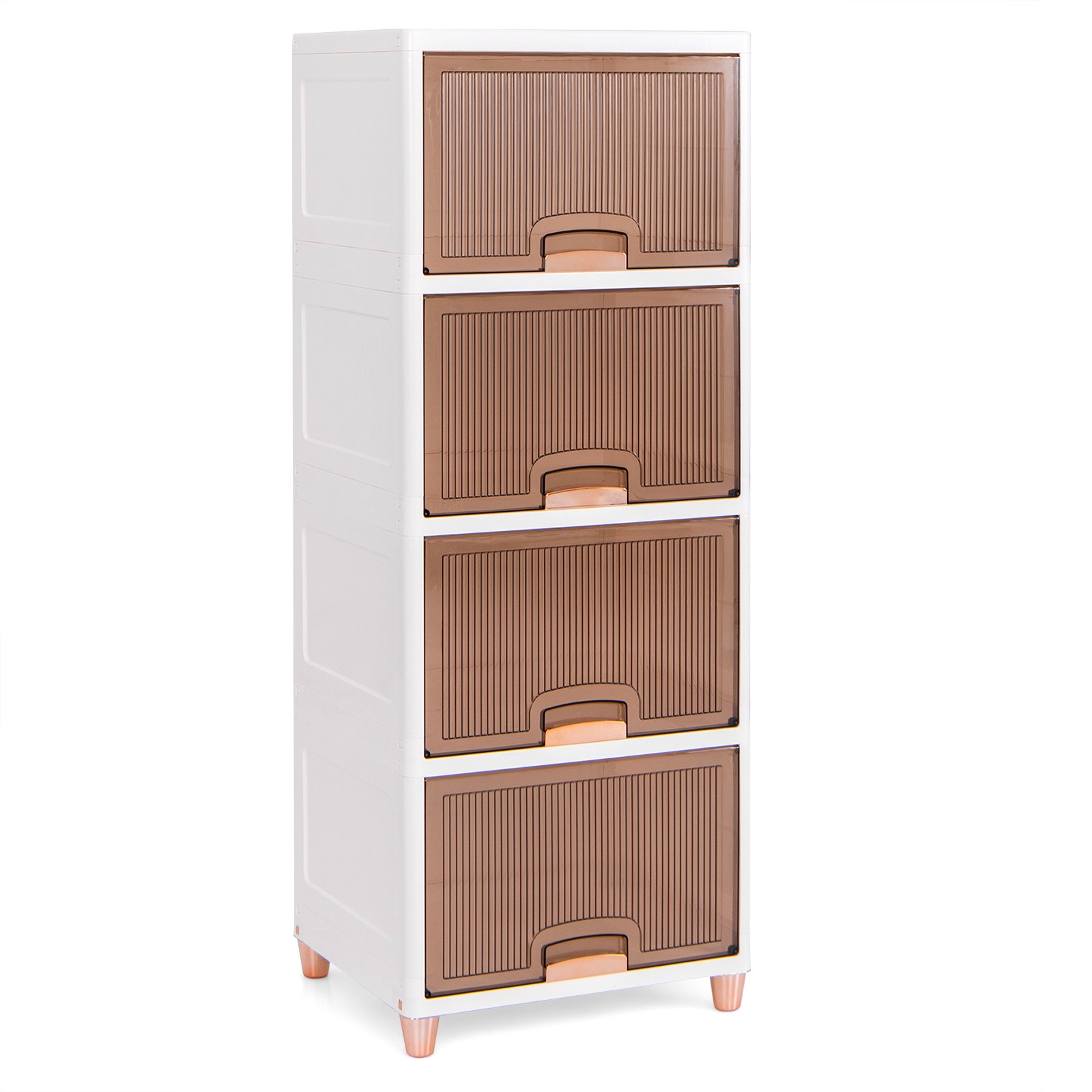 Storage Box - 4-Tier Storage Bins Stackable Storage Containers with Magnetic Doors-White