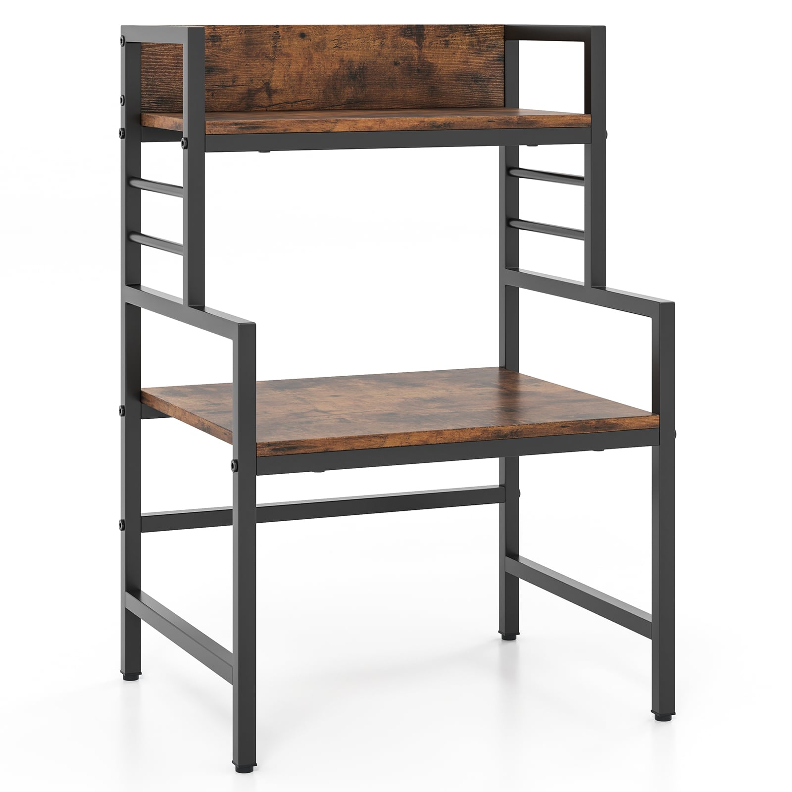 Microwave Stand with 3 Storage Shelves-Rustic Brown