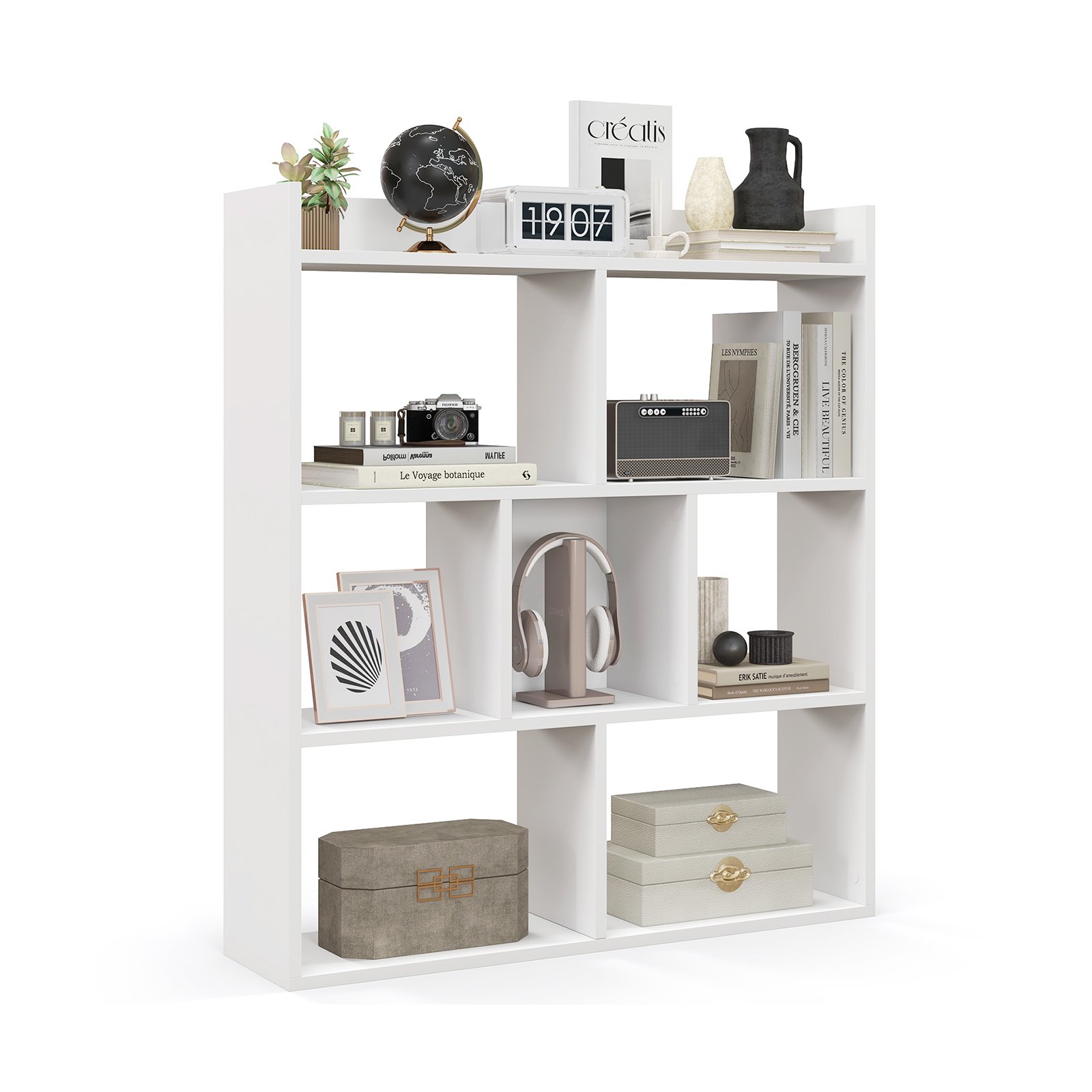 Bookcase - 7 Cubes Open-back Bookshelf Home Storage Display Shelf-White