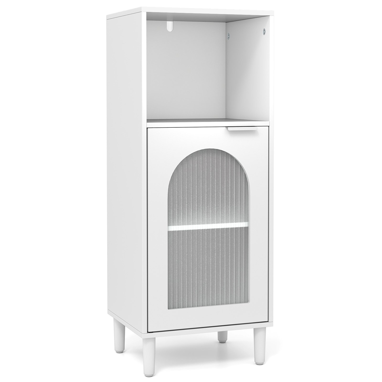 Bathroom Floor Cabinet with Adjustable Shelf for Hallway Living Room-White