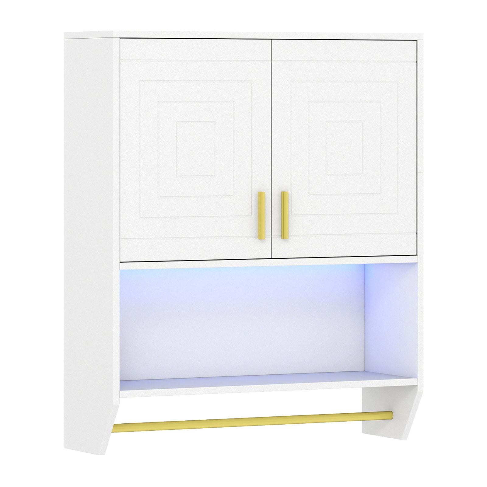 LUMOR Wall Cabinet Over Toilet with LED Lights-White
