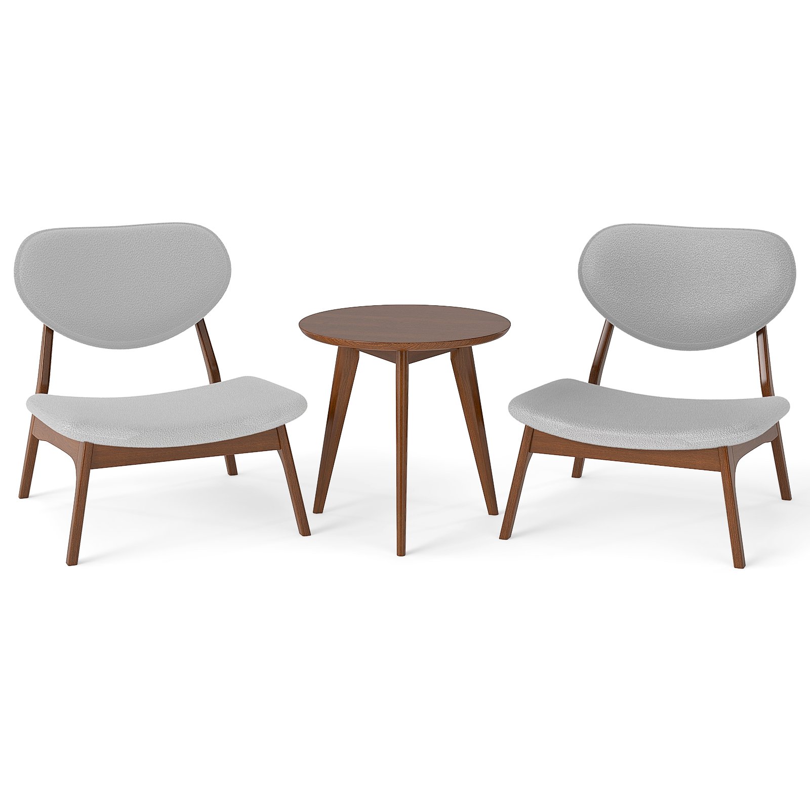 IVAL Accent Chairs Set of 2 with Side Table for Bedroom Waiting Room-Grey