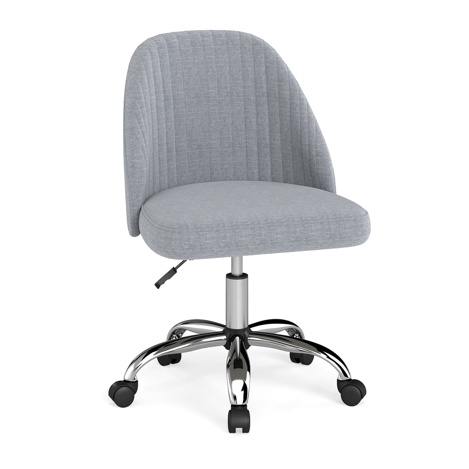 KAVOR Modern Armless Office Chair with Curved Backrest and Upholstered Seat-Grey