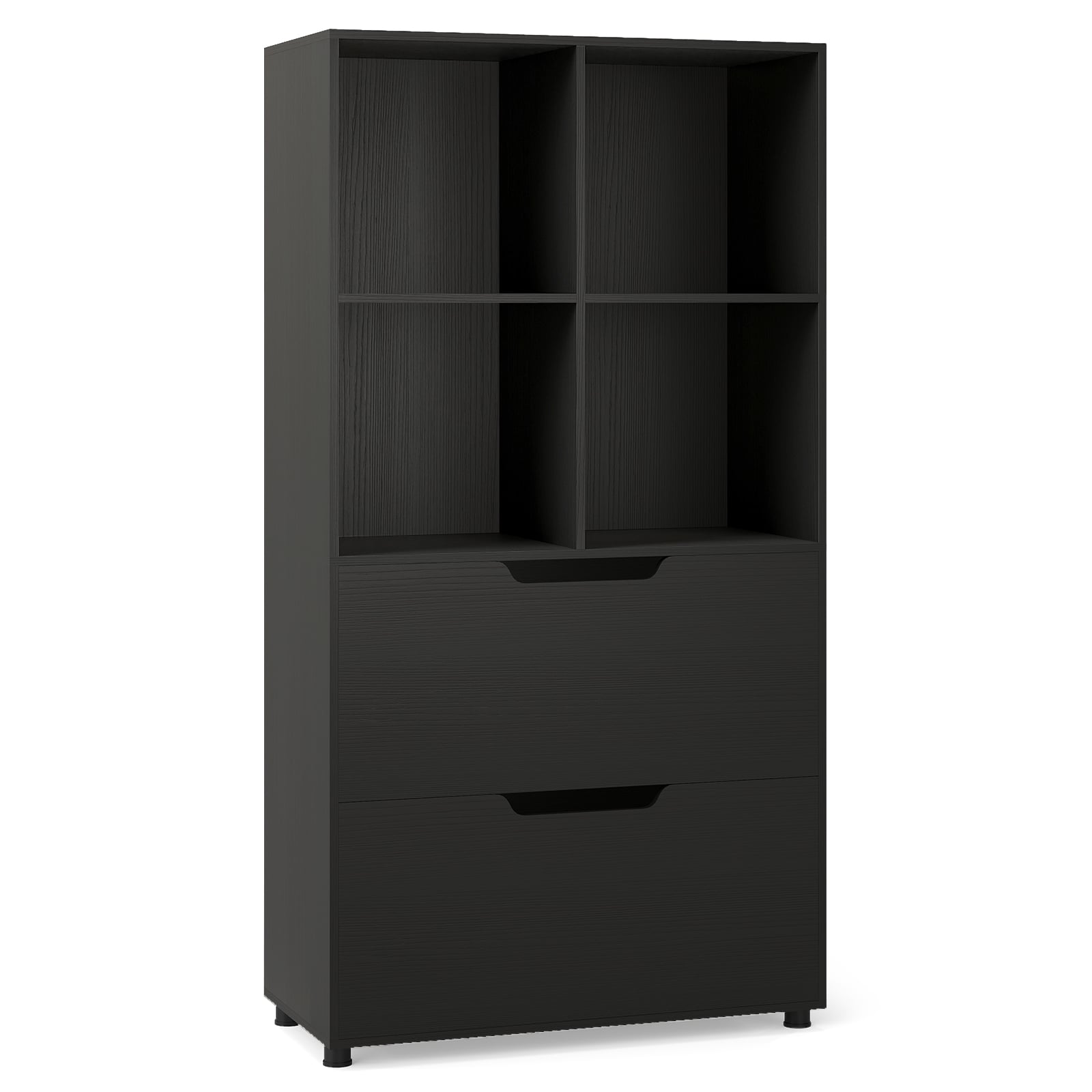 QIREL 130CM 5-Tier Tall Freestanding Bookshelf for Living Room-Black