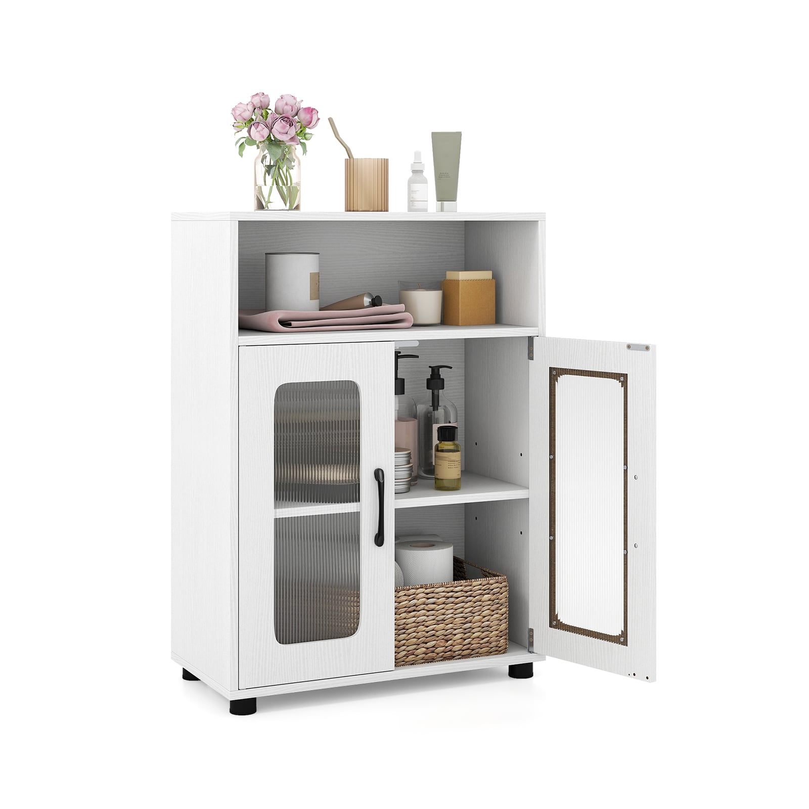 LUVON Bathroom Cabinet with 2 Doors & Adjustable Shelf-White