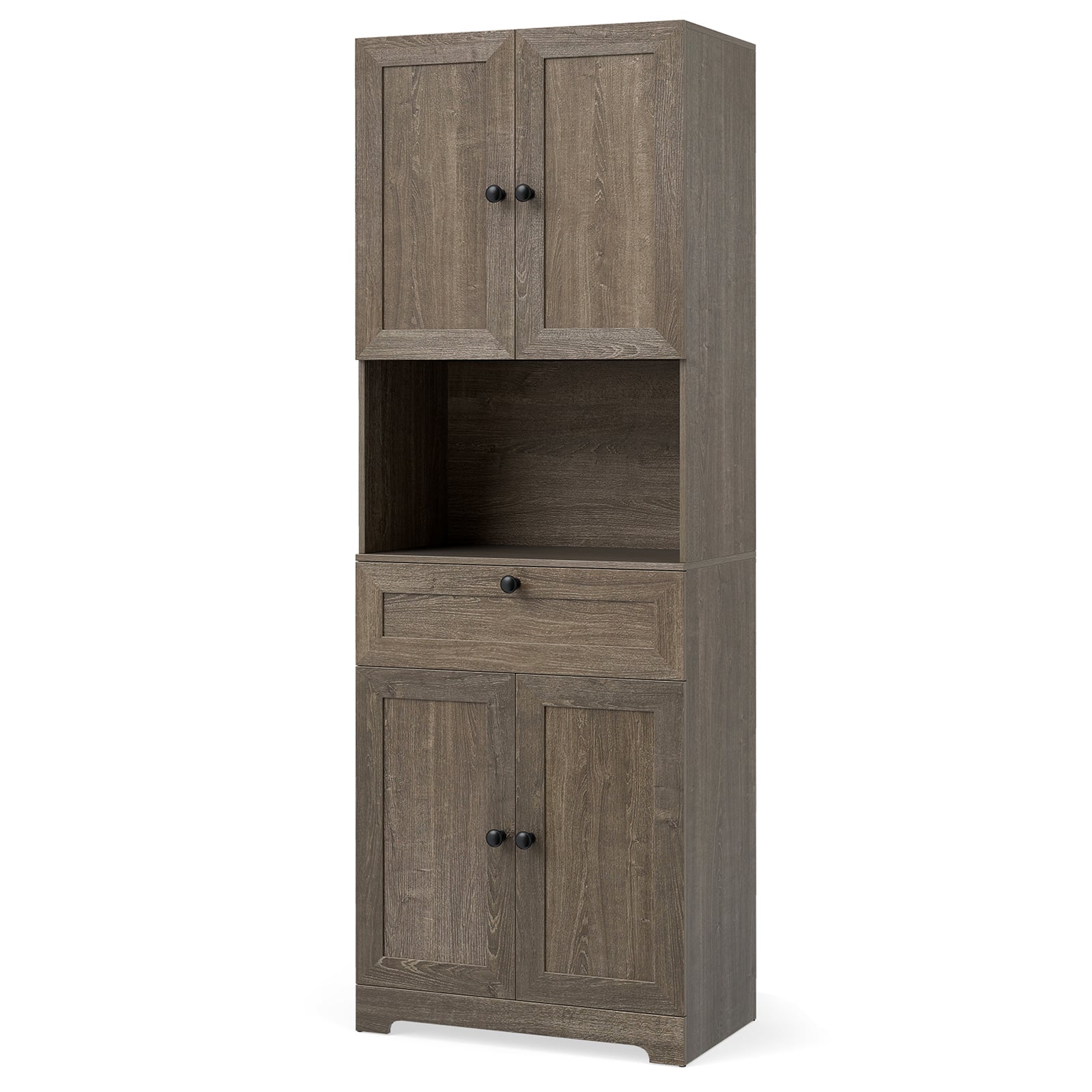 CIREL Tall Bathroom Cabinet with 4 Doors & Drawer-Grey
