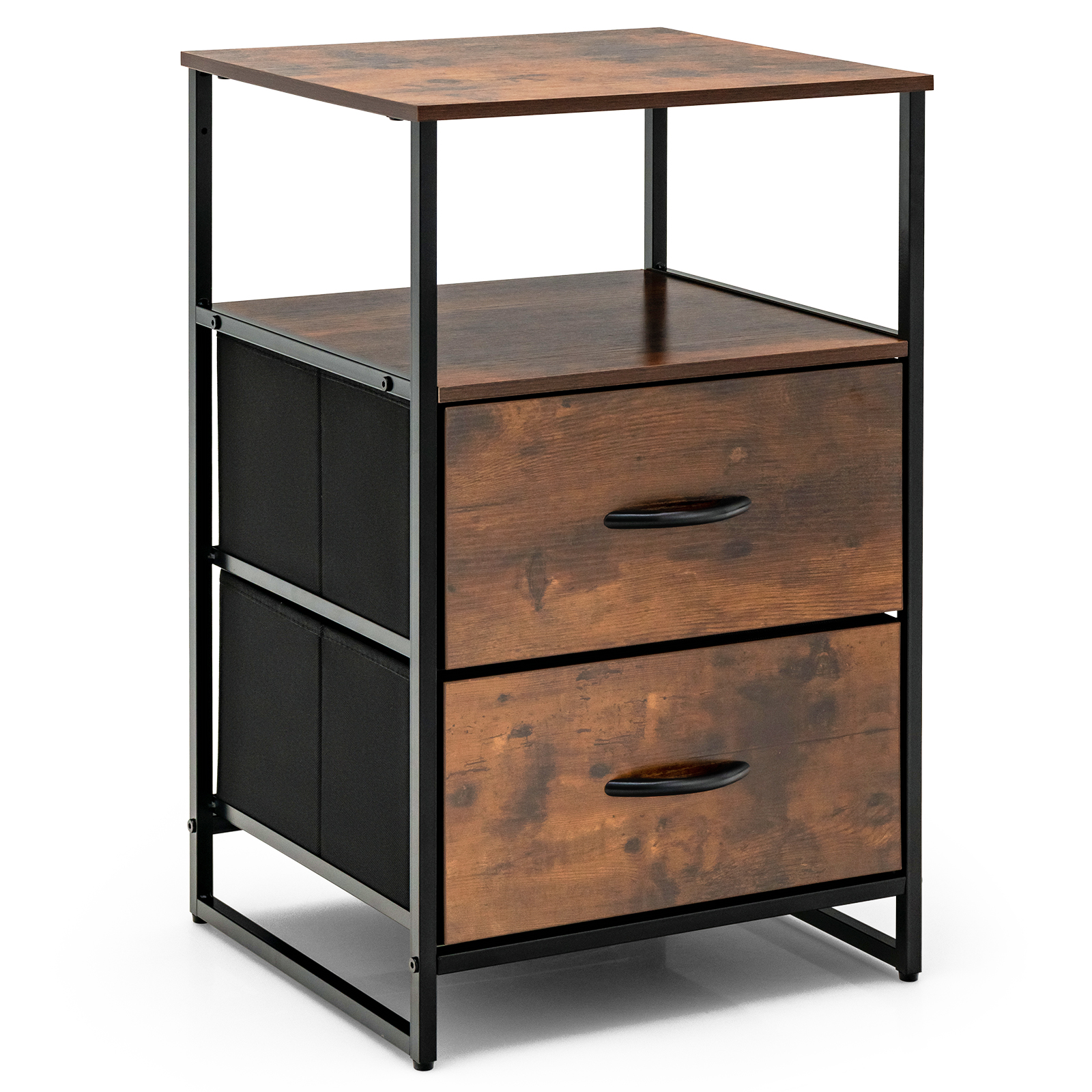 FERDINAND Oak Finish Chest of Drawers - Small-sized, 2 Drawers