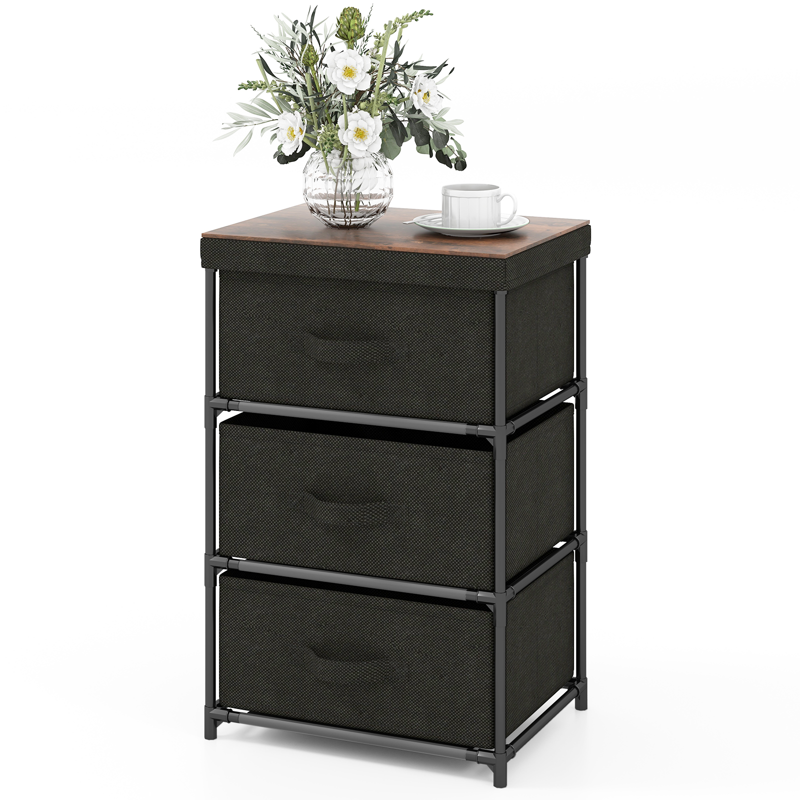 BICESTER Black Chest of Drawers - Small-sized, 3 Drawers