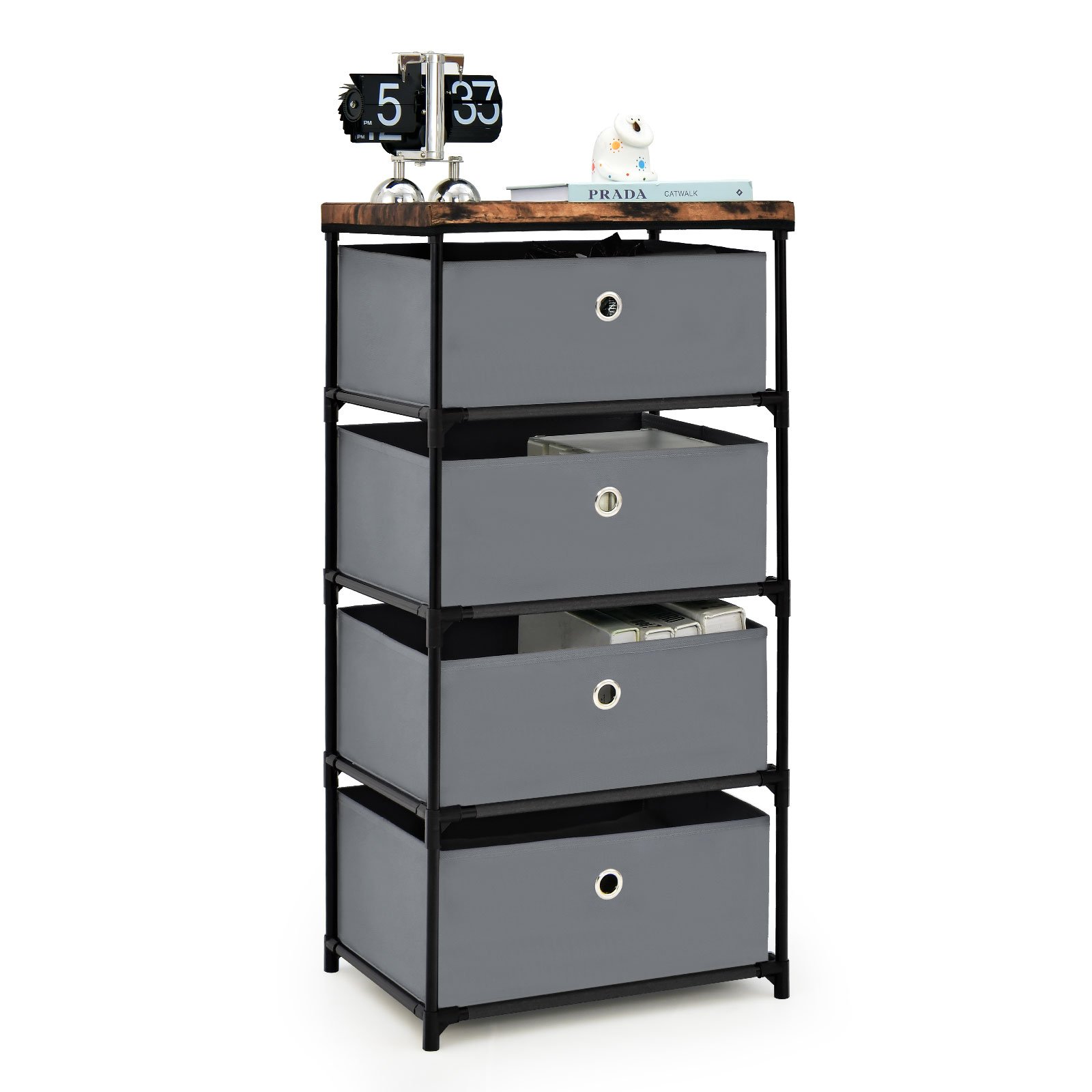 LAGOS Grey Chest of Drawers - Tallboy, Small-sized, 4 Drawers