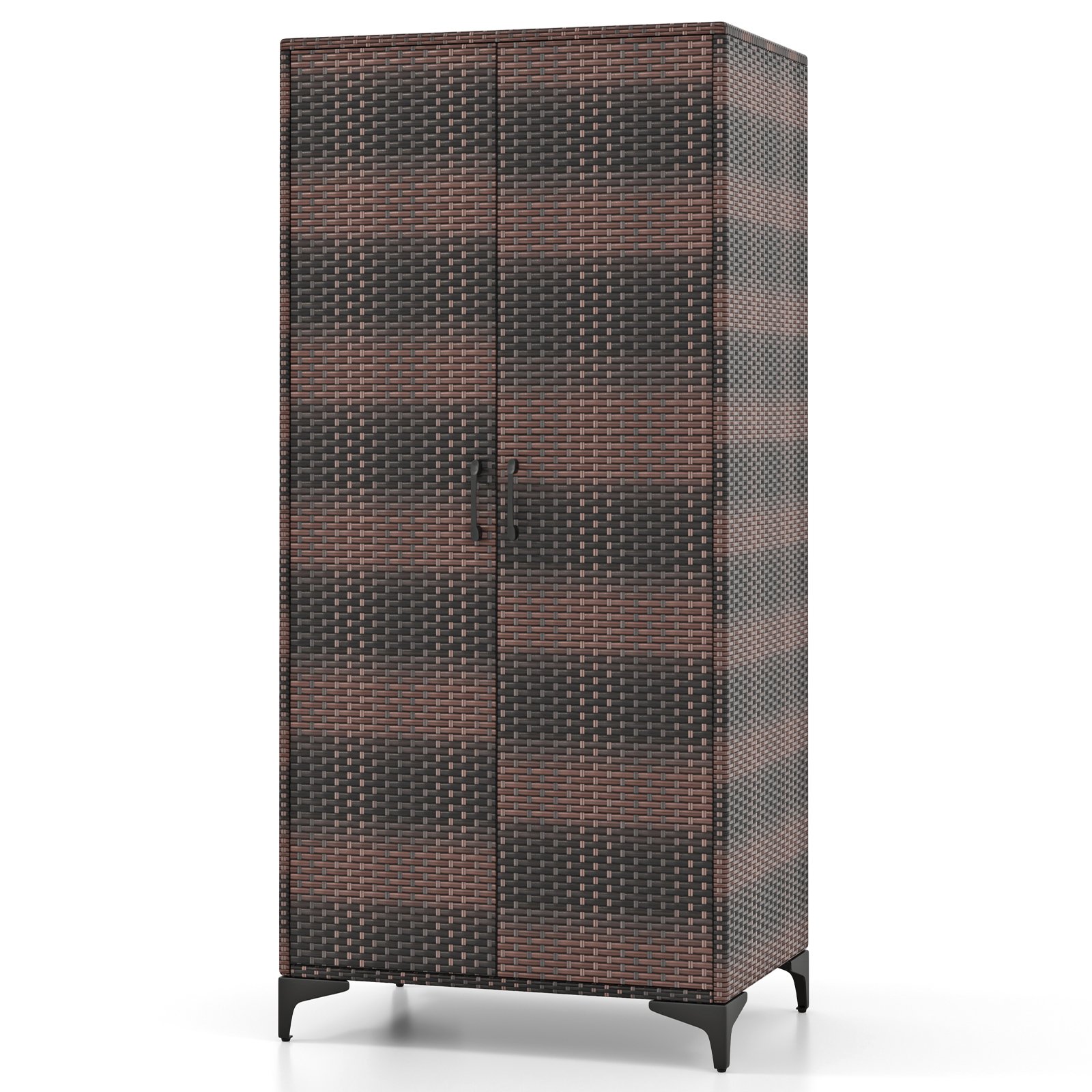 RATNA 2 Door Rattan Wardrobe Brown - 72cm