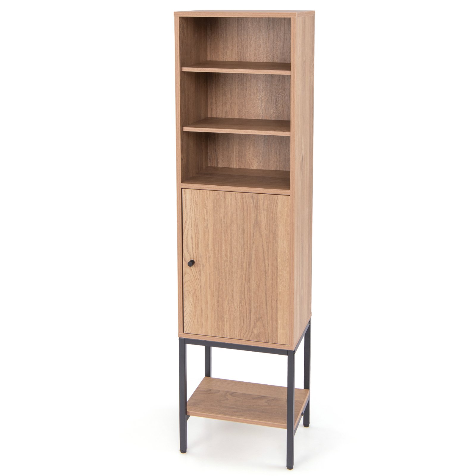 ULORVA Tall Storage Cabinet with Adjustable Shelf and Bottom Storage-Natural