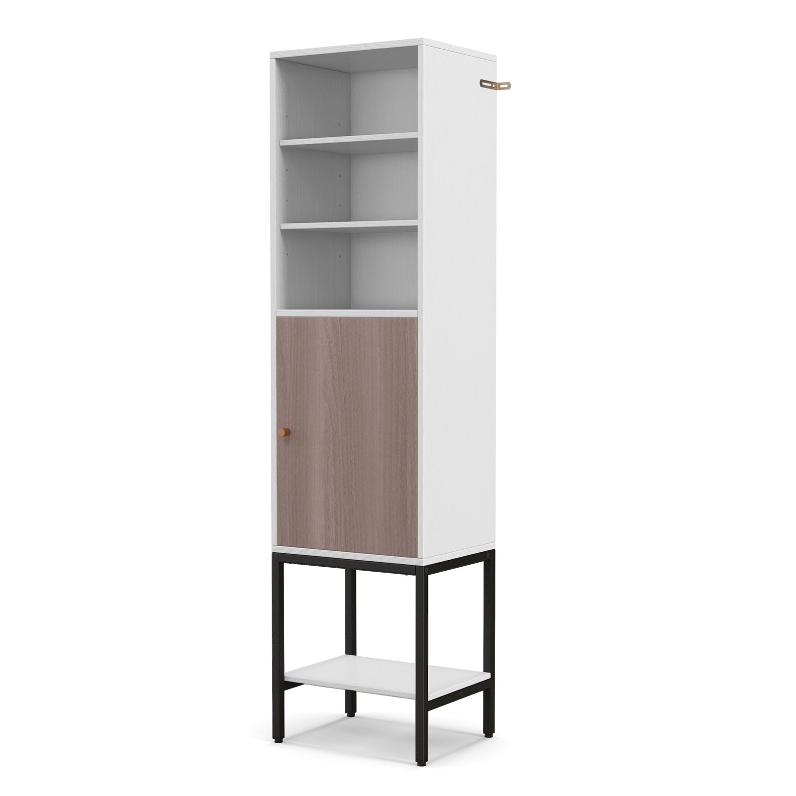 ULORVA Tall Storage Cabinet with Adjustable Shelf and Bottom Storage-White