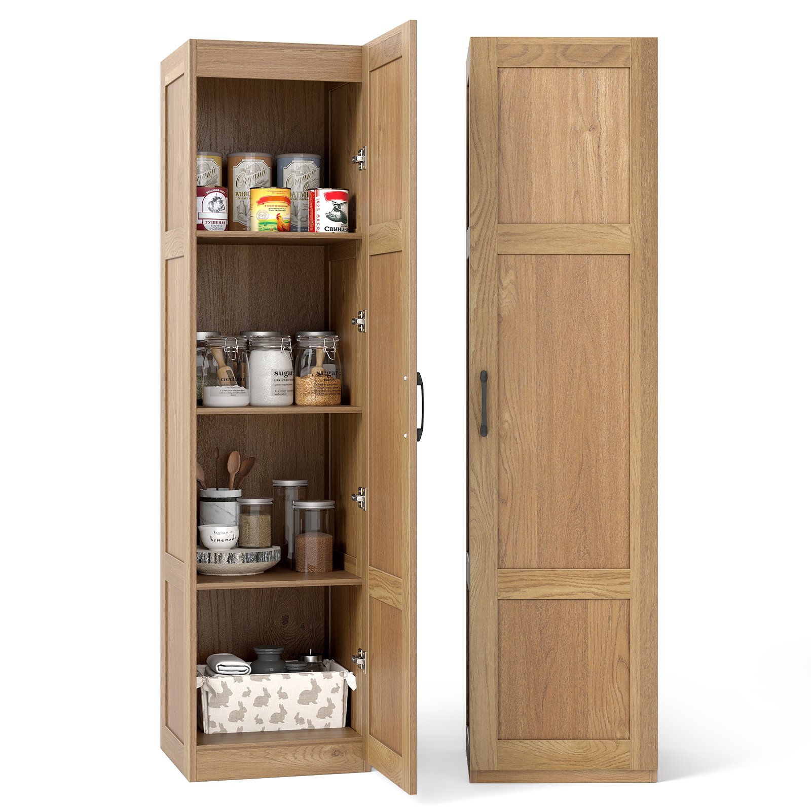 HARCREST 150 cm Tall 4-Tier Freestanding Storage Floor Cabinet-Natural