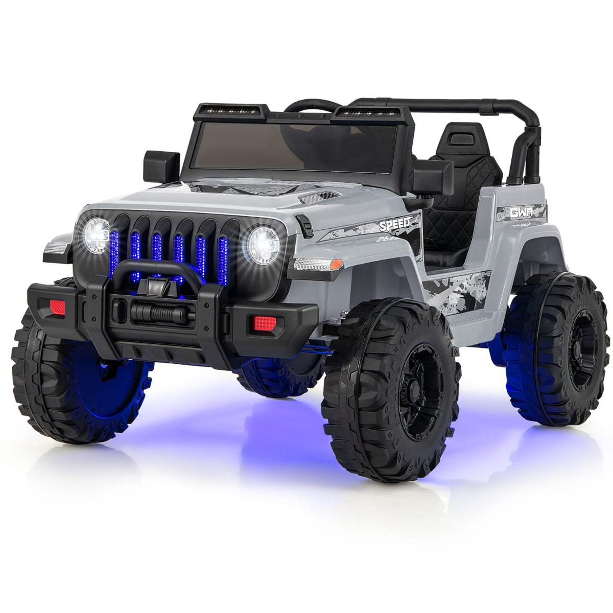 SOLBRAY 12V Kids Ride on Truck with 2.4G Parental Remote Control and Music-Grey