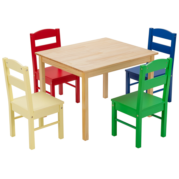NEMYZO Kids Table and 4 Chairs Set for Toddlers Dining, Drawing, Reading-Multicolor