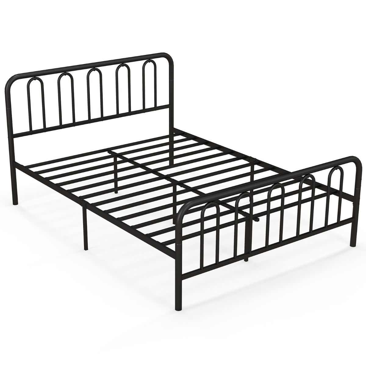 Kingsize Bed - ARCADIA 5ft Metal Bed with Headboard and Footboard Black