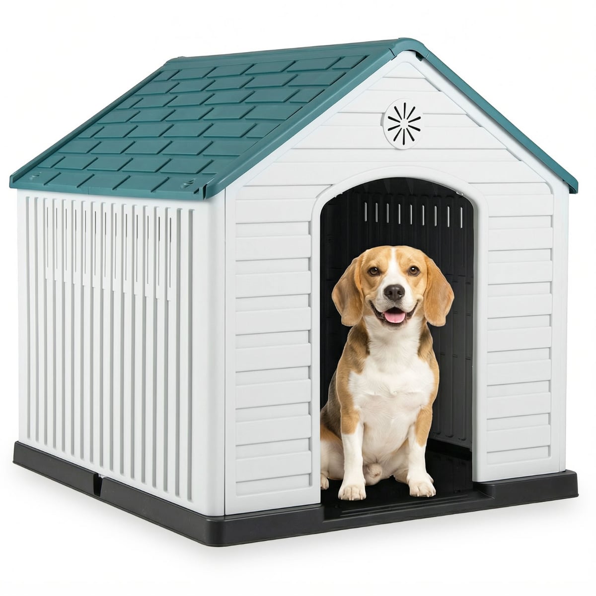 UORIN Large Plastic Dog House Waterproof Pet Shelter with Air Vents-Dark Blue