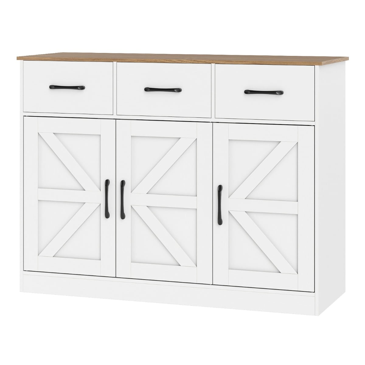 YVARO 108cm Large Sideboard Storage Cabinet with Adjustable Shelves and Doors-White