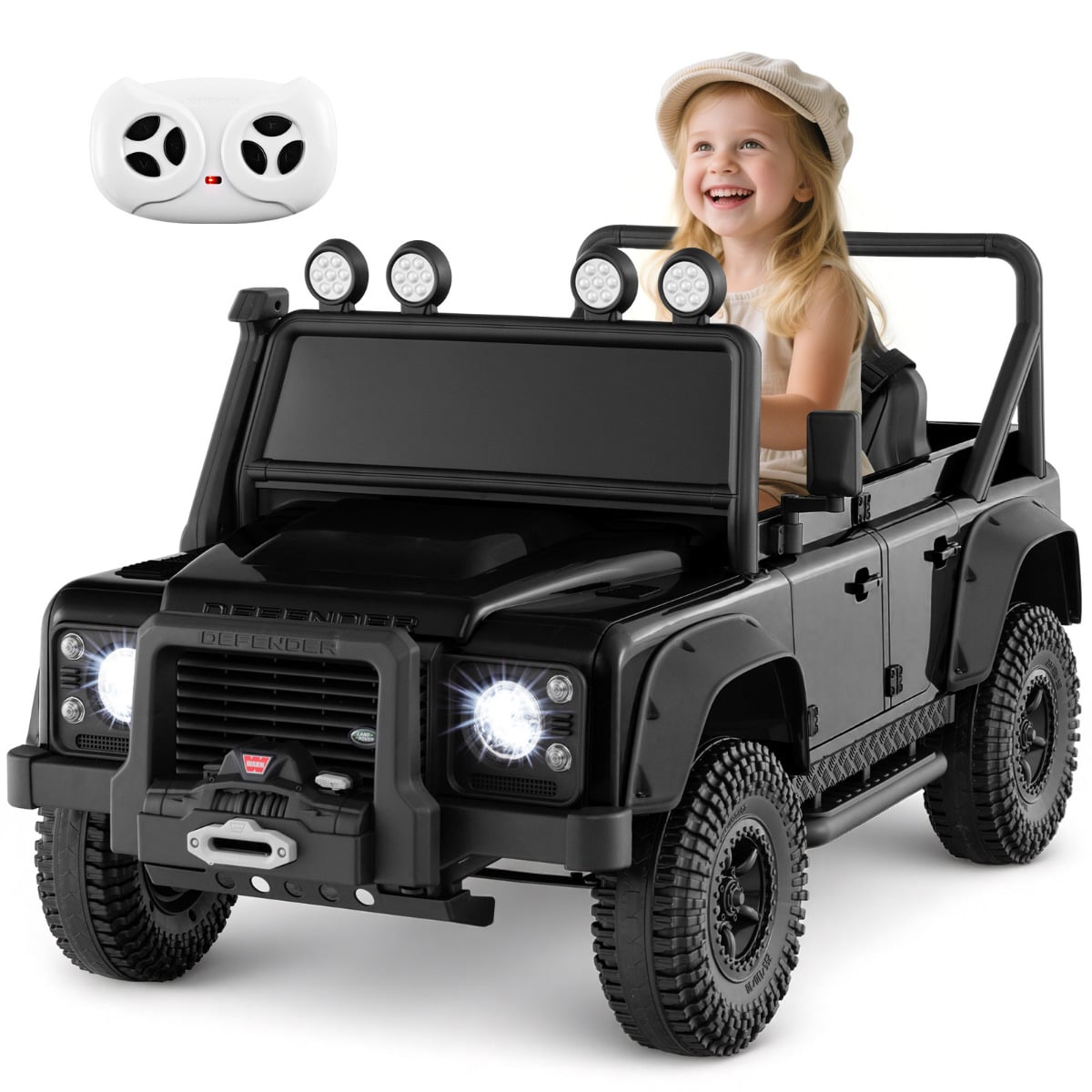 MYNOR 12V Licensed Land Rover Ride-On Car with Remote-Black