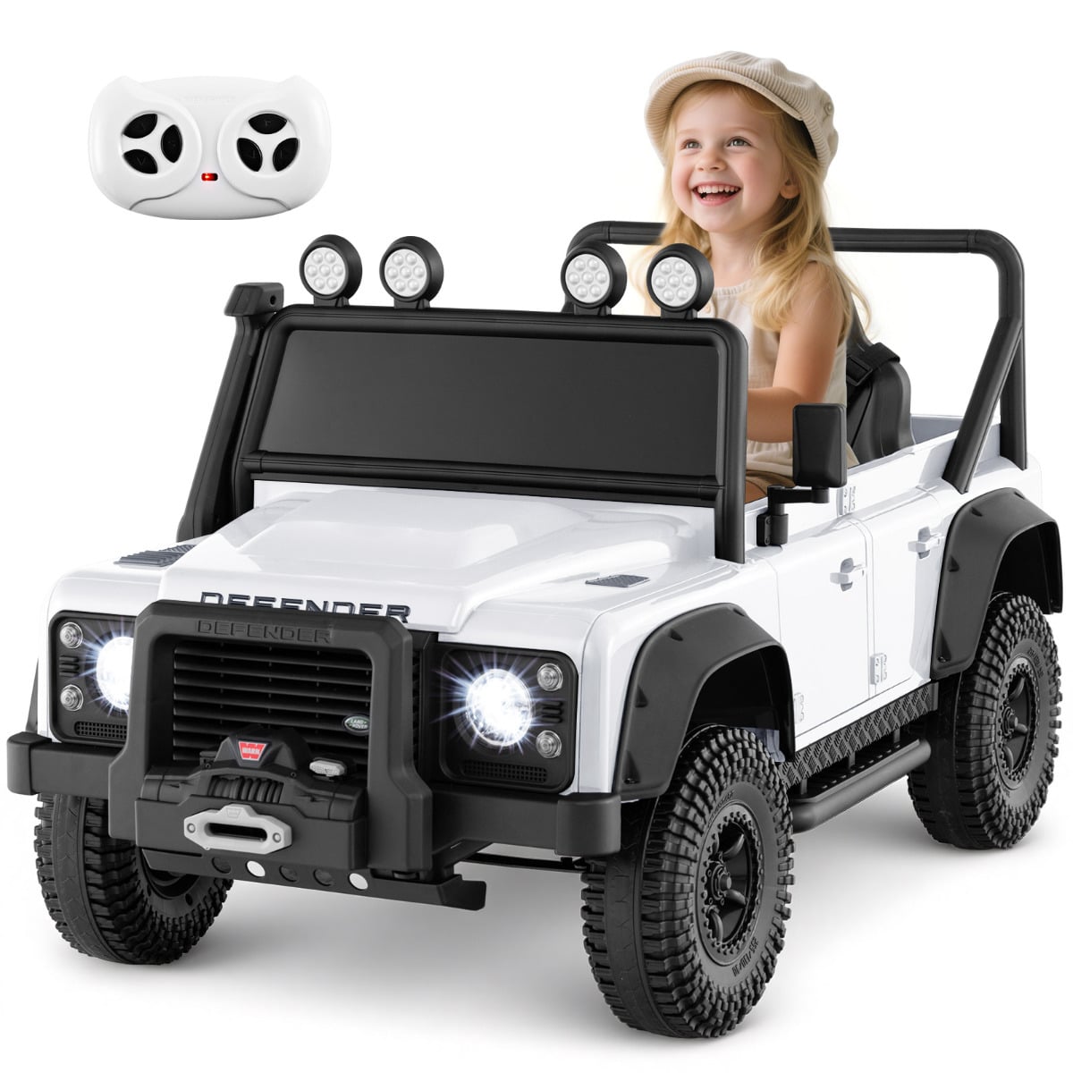 MYNOR 12V Licensed Land Rover Ride-On Car with Remote-White