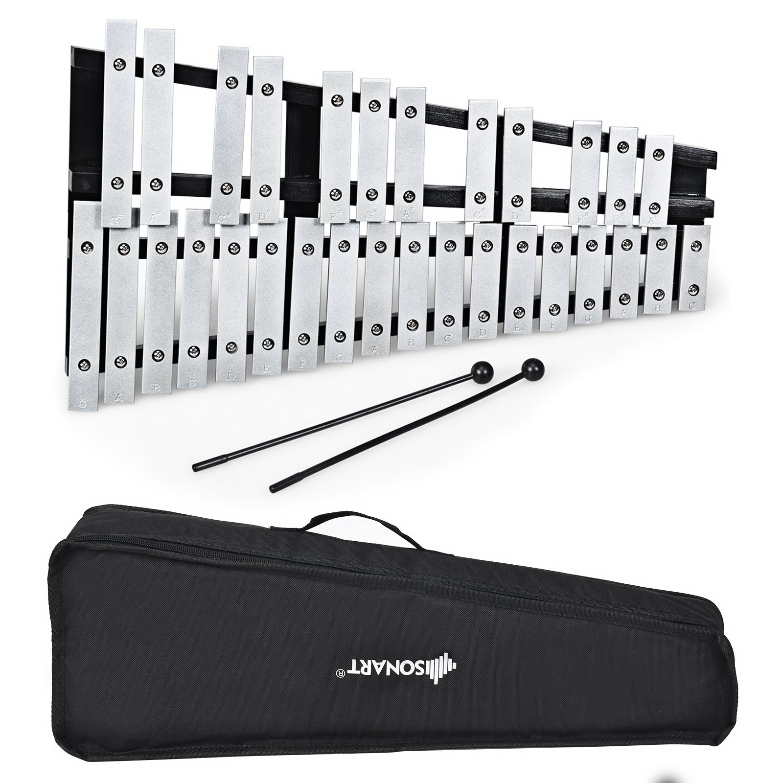 Musical Hand Drum - 30 Note Foldable Vibraphone with Wooden Frame and Aluminum Keys